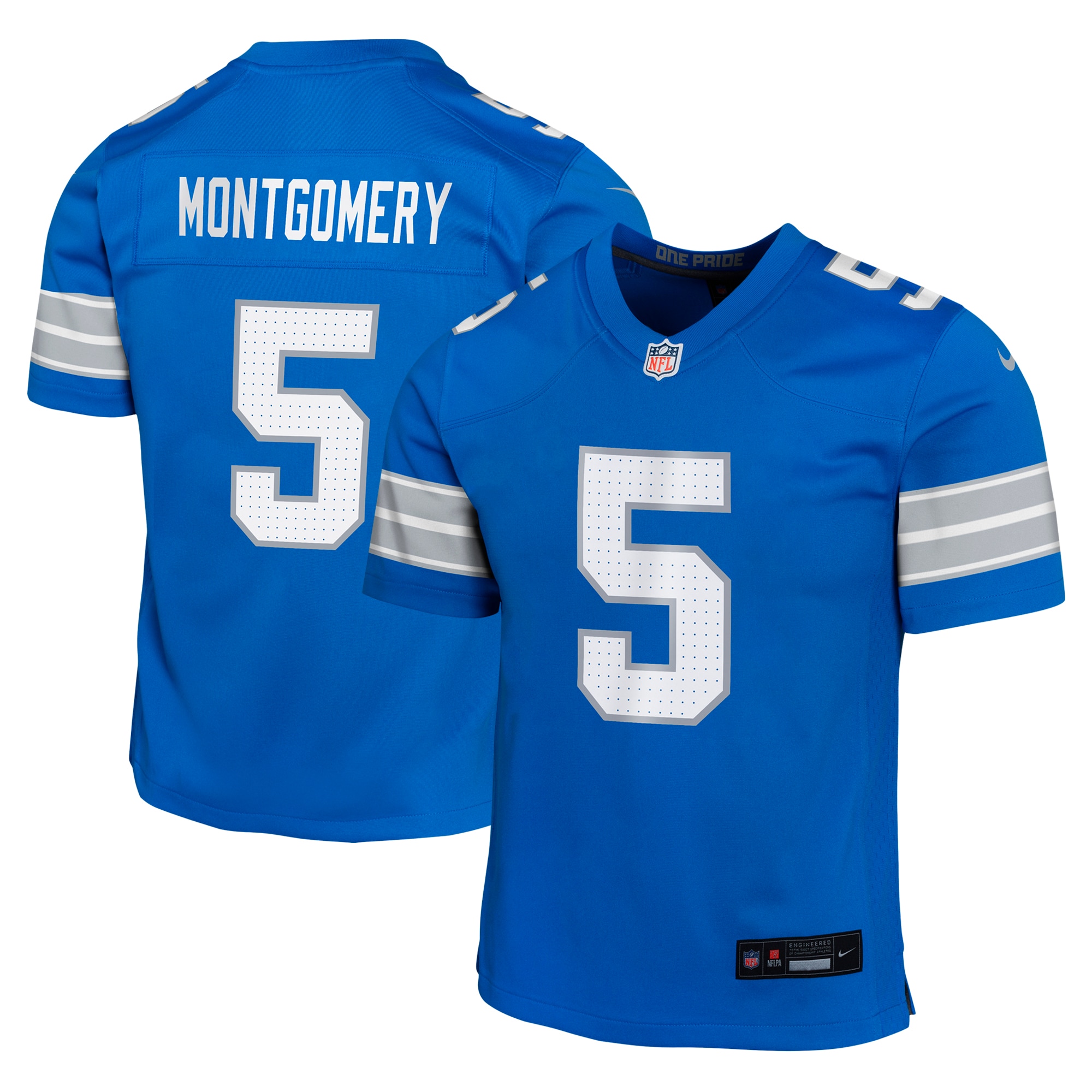 Youth Detroit Lions David Montgomery Blue Team Player Game Jersey JS8213 nicesnker