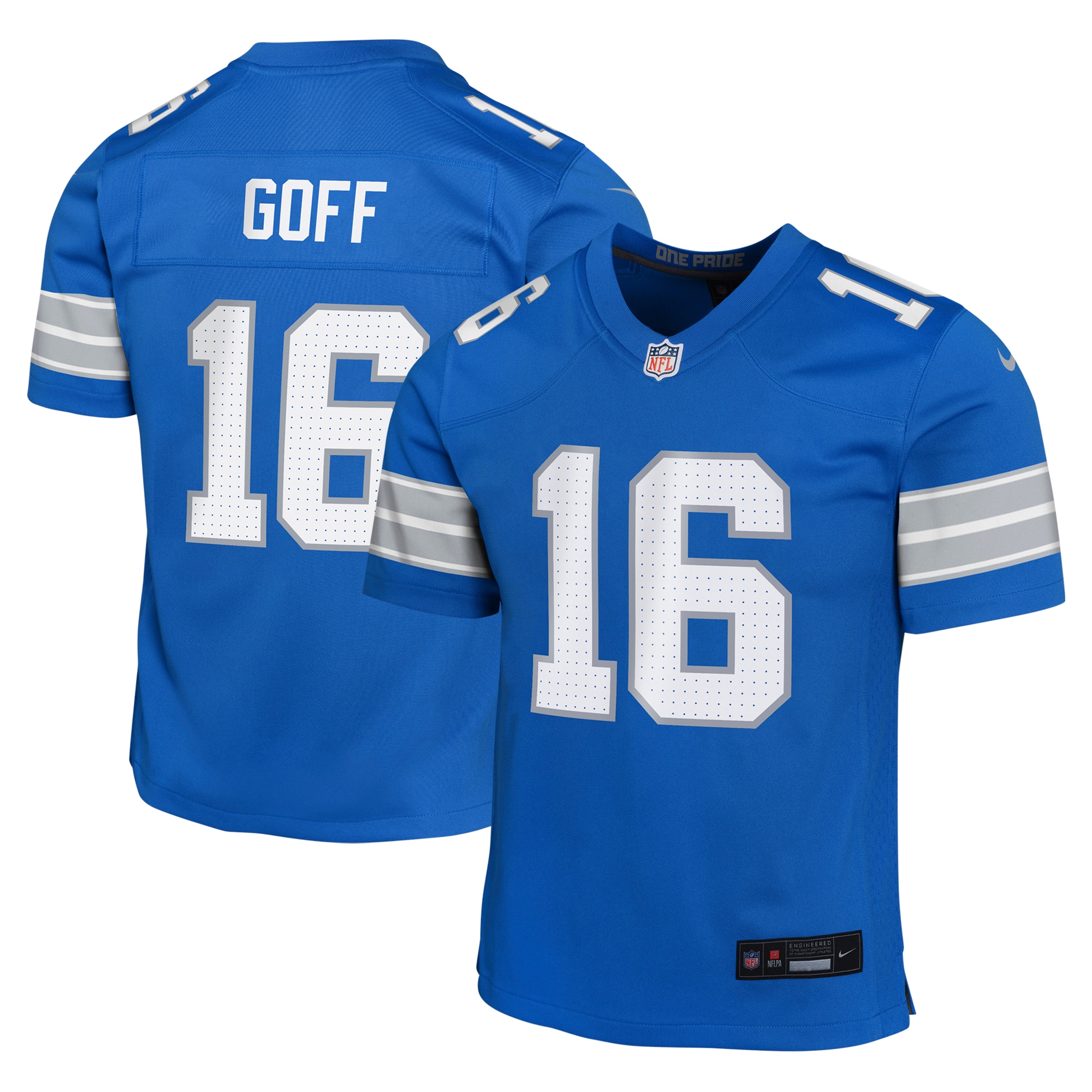 Youth Detroit Lions Jared Goff Blue Team Player Game Jersey JS9259 nicesnker