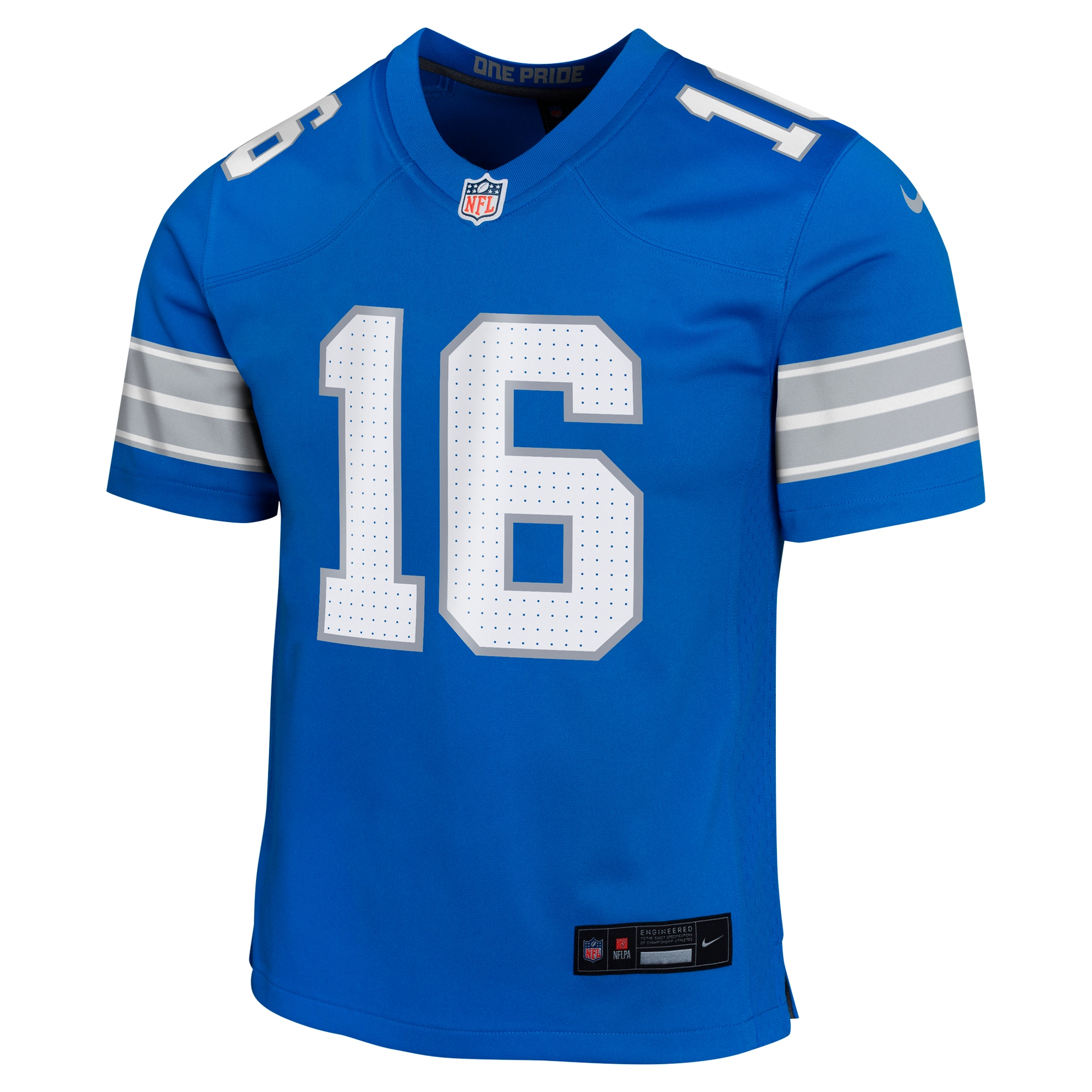 Alternative view of Youth Detroit Lions Jared Goff Blue Team Player Game Jersey JS9259 nicesnker