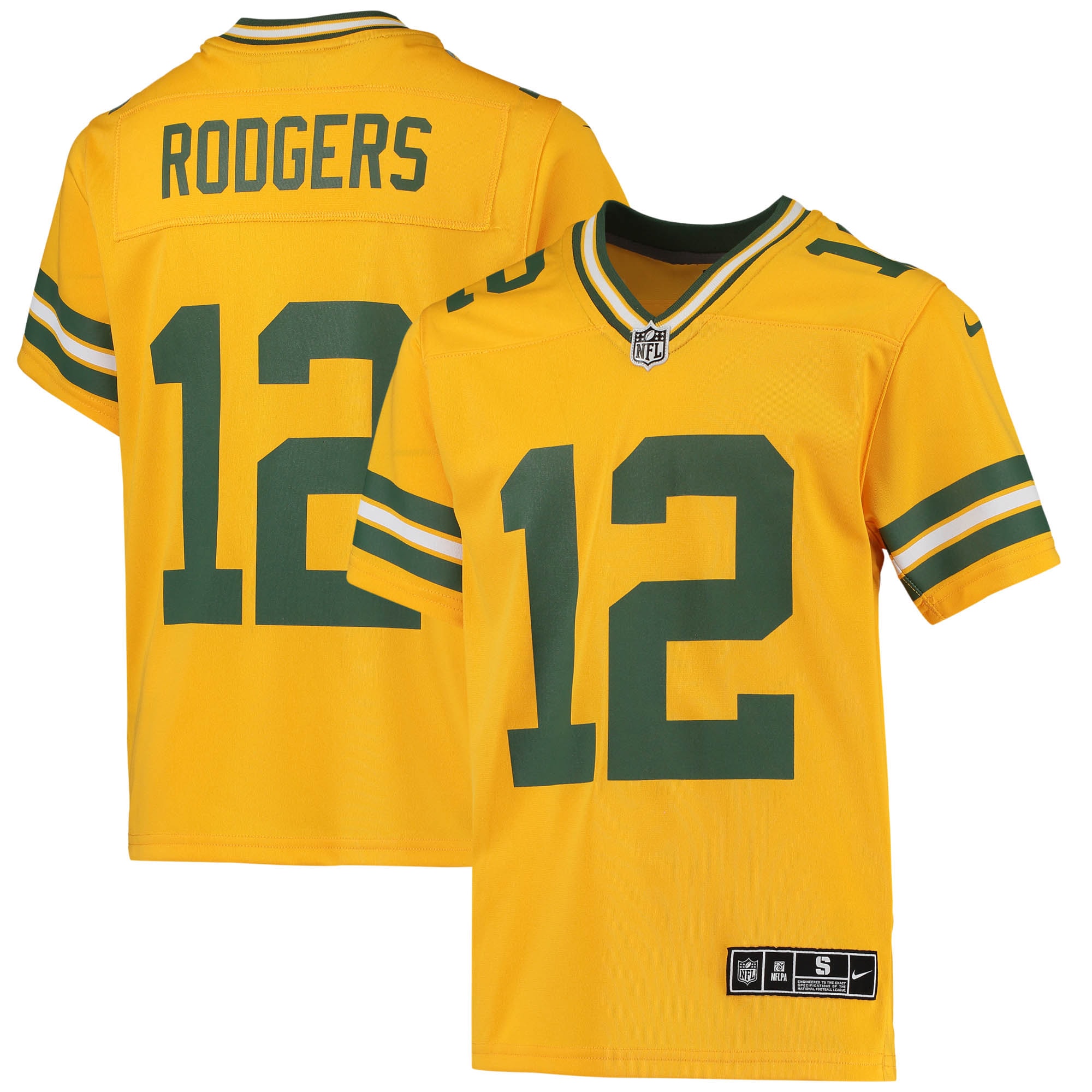 Youth Green Bay Packers Aaron Rodgers Gold Inverted Team Game Jersey JS8853 nicesnker