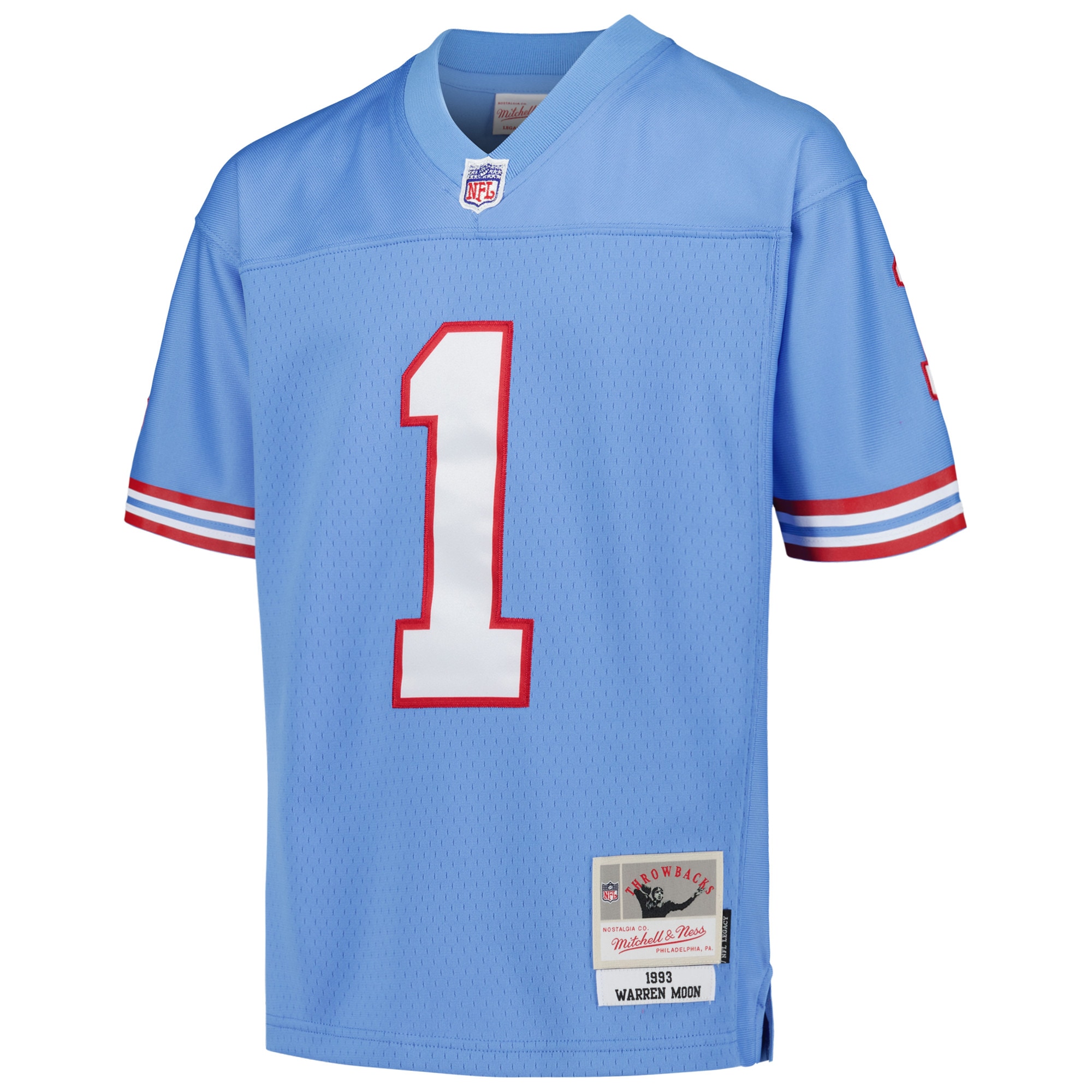 Alternative view of Youth Houston Oilers Warren Moon Mitchell & Ness Light Blue Gridiron Classics 1993 Retired Player Legacy Jersey JS2651 nicesnker