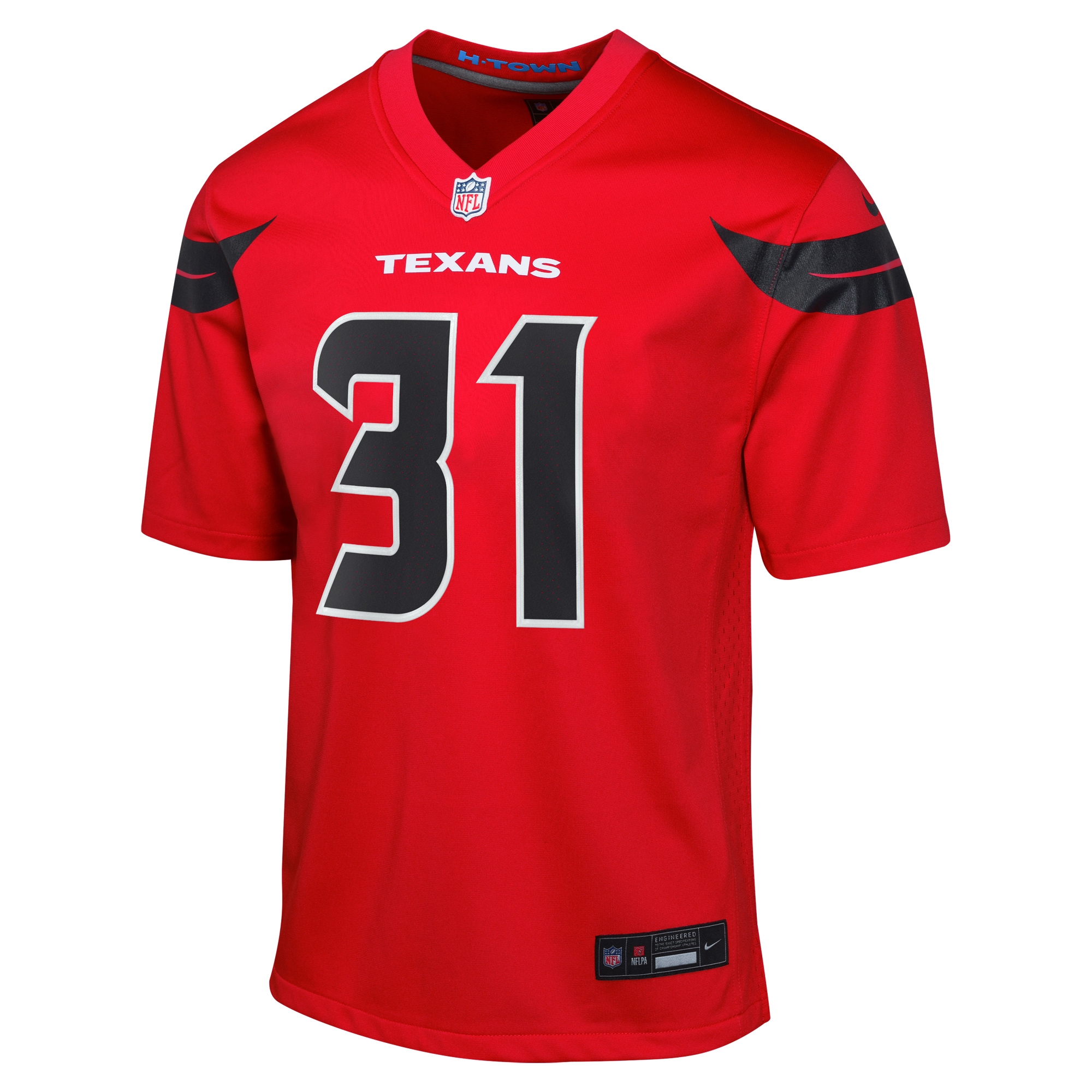 Alternative view of Youth Houston Texans Dameon Pierce Red Alternate Game Jersey JS6159 nicesnker