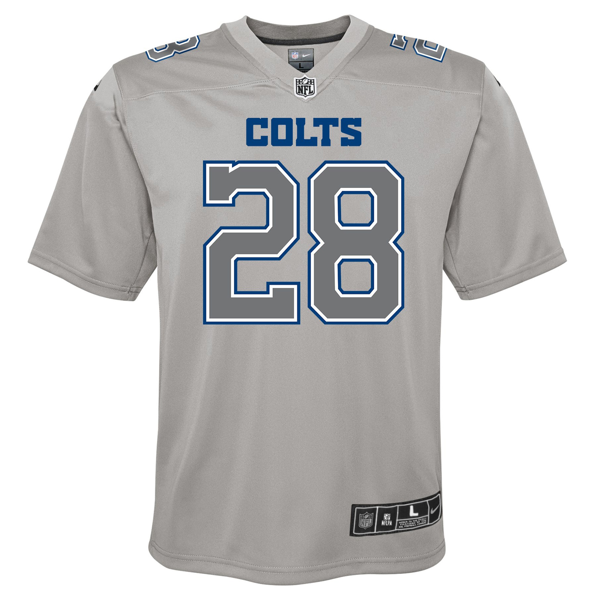 Alternative view of Youth Indianapolis Colts Jonathan Taylor Gray Atmosphere Game Jersey JS4421 nicesnker