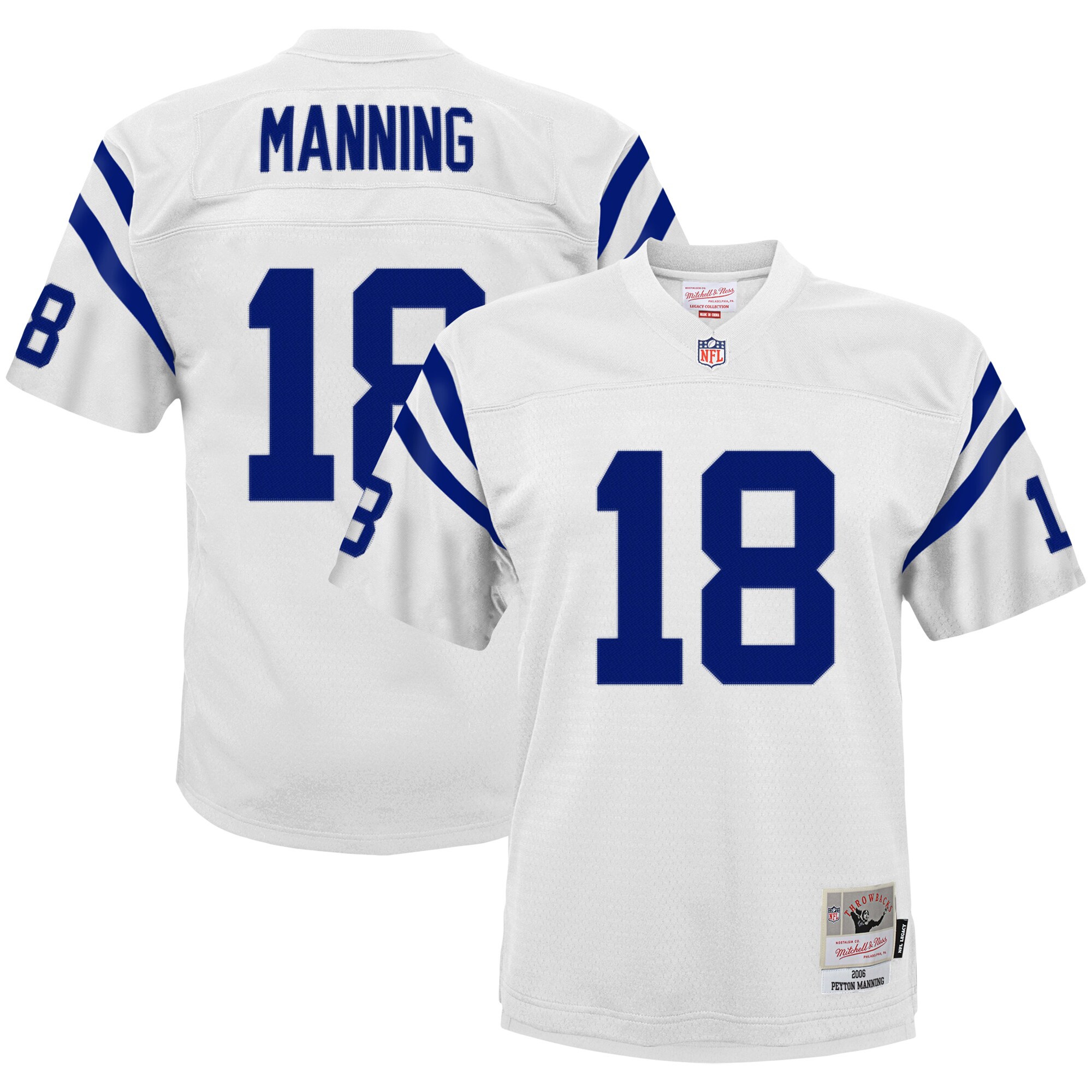 Youth Indianapolis Colts Peyton Manning Mitchell & Ness White 2006 Retired Player Legacy Jersey JS6181 nicesnker