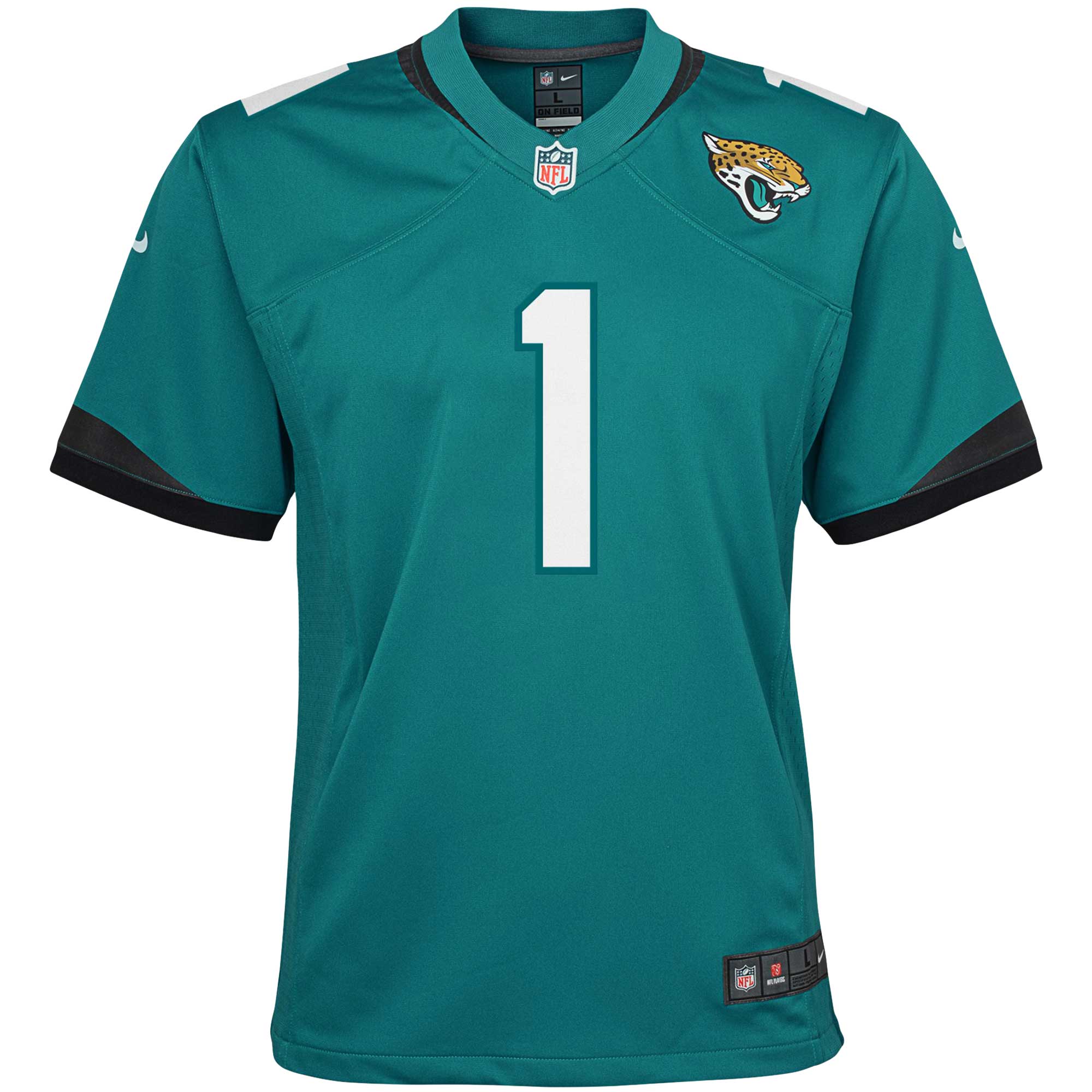 Alternative view of Youth Jacksonville Jaguars Travis Etienne Teal Game Jersey JS9822 nicesnker