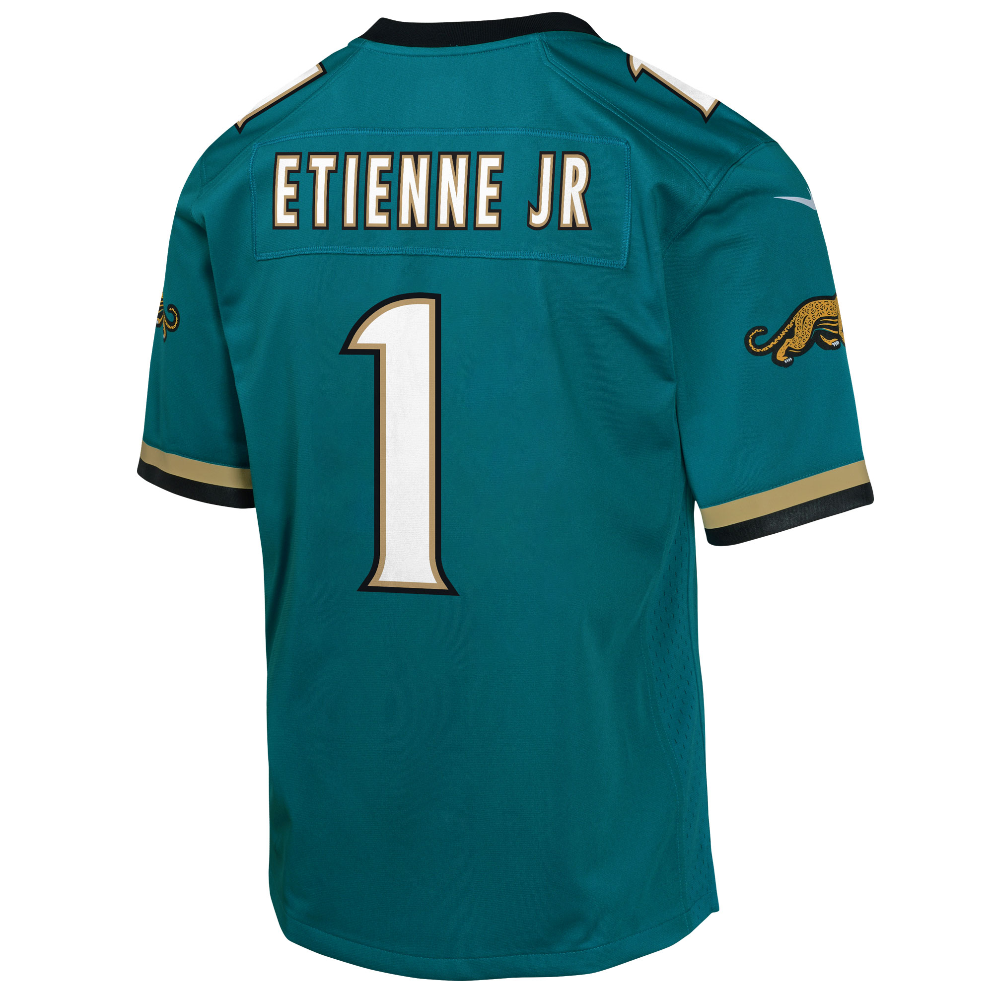 Alternative view of Youth Jacksonville Jaguars Travis Etienne Teal Prowler Throwback Player Game Jersey JS1517 nicesnker