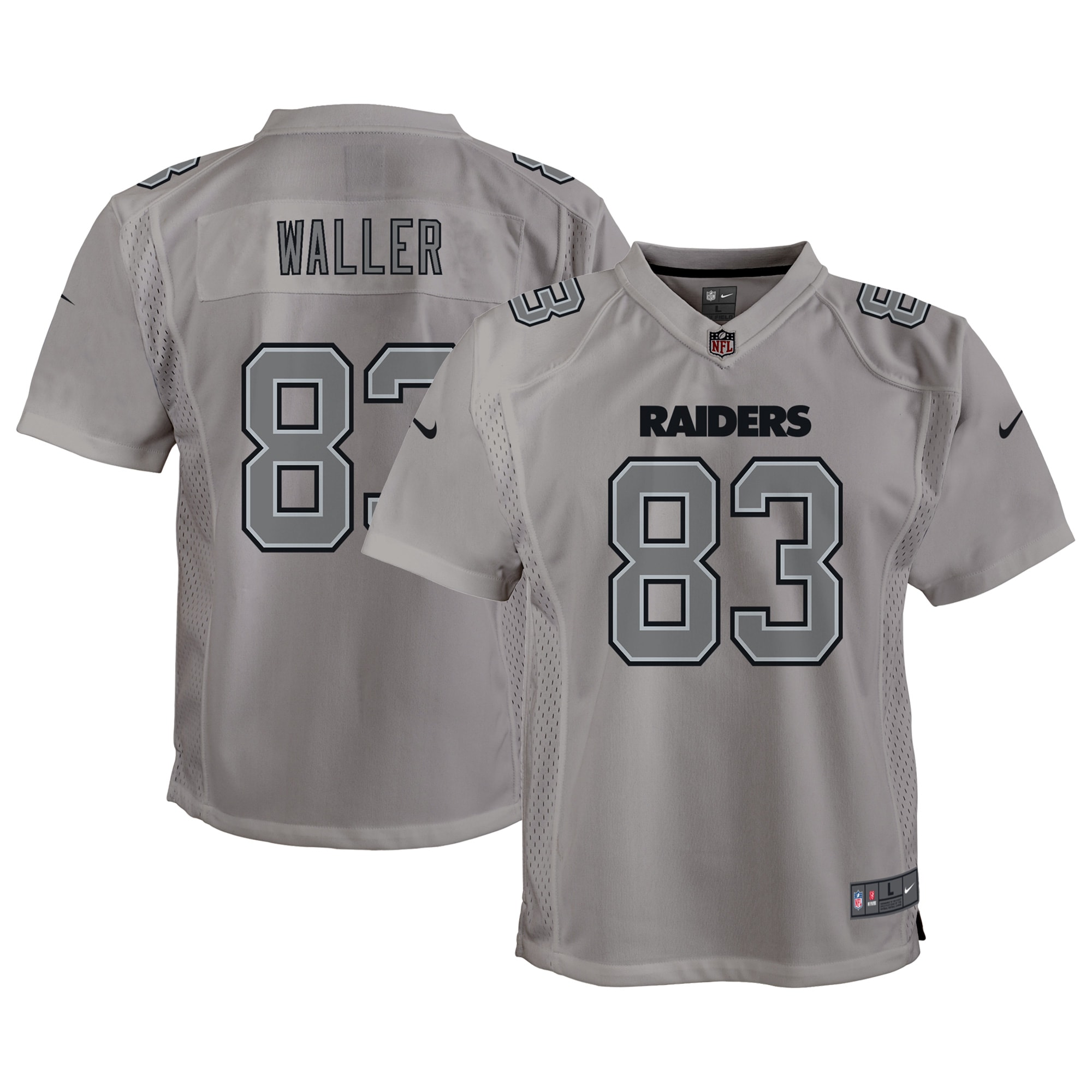 Youth Las Vegas Raiders Darren Waller Gray Atmosphere Game Jersey JS4199 nicesnker