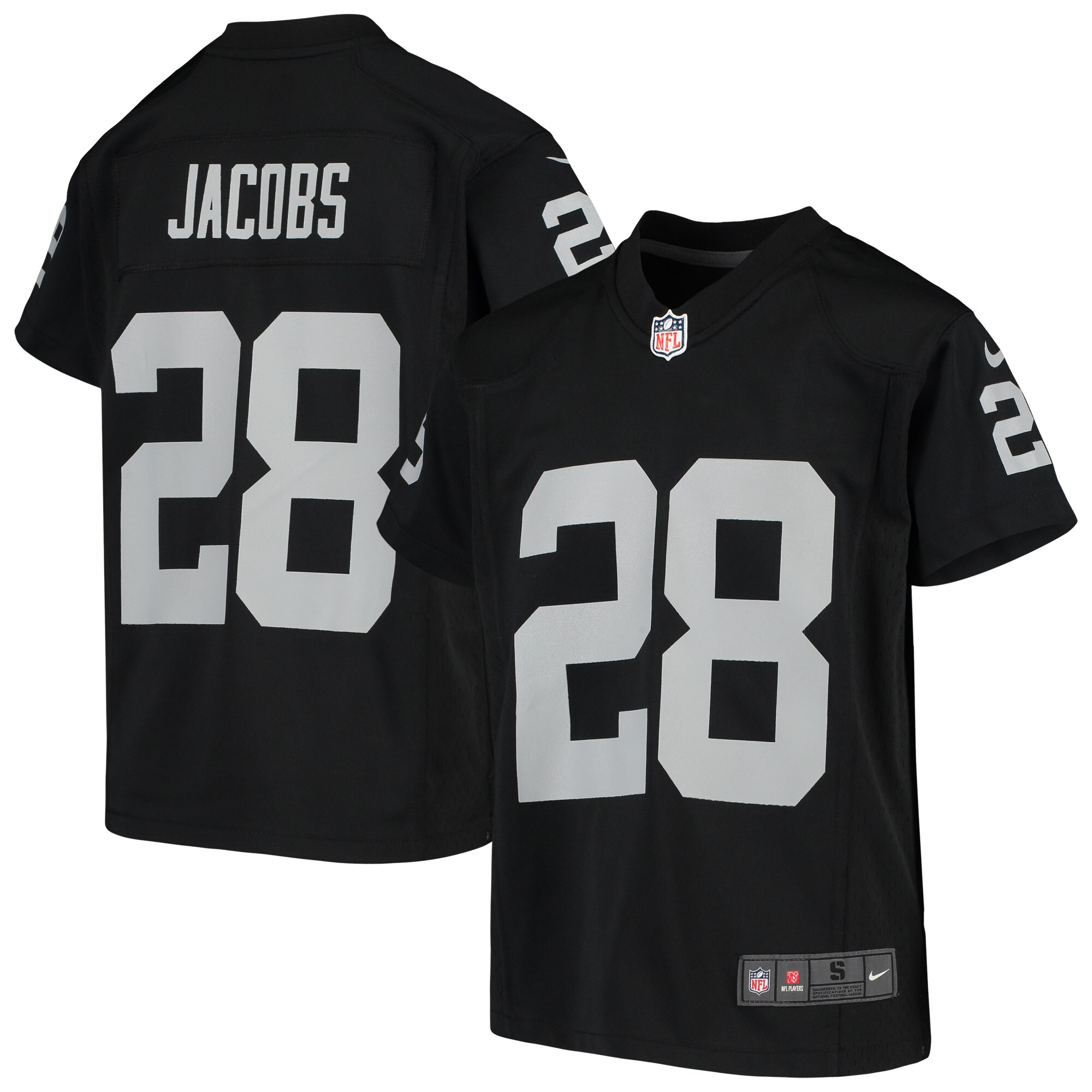 Youth Las Vegas Raiders Josh Jacobs Black Game Jersey JS3222 nicesnker