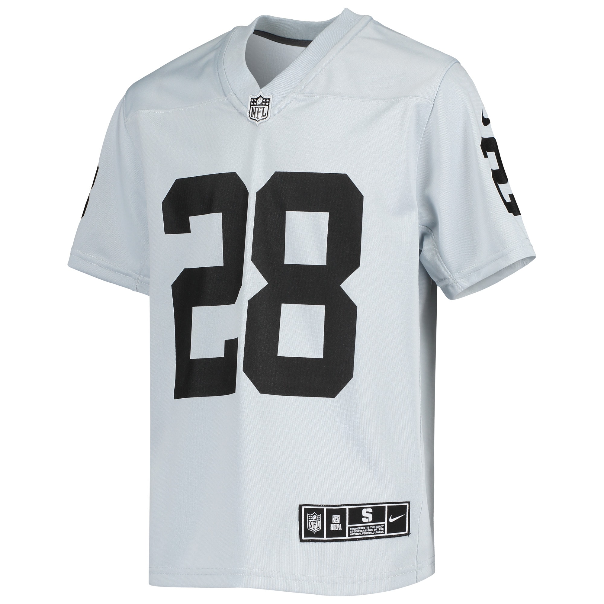 Alternative view of Youth Las Vegas Raiders Josh Jacobs Silver Inverted Team Game Jersey JS4765 nicesnker