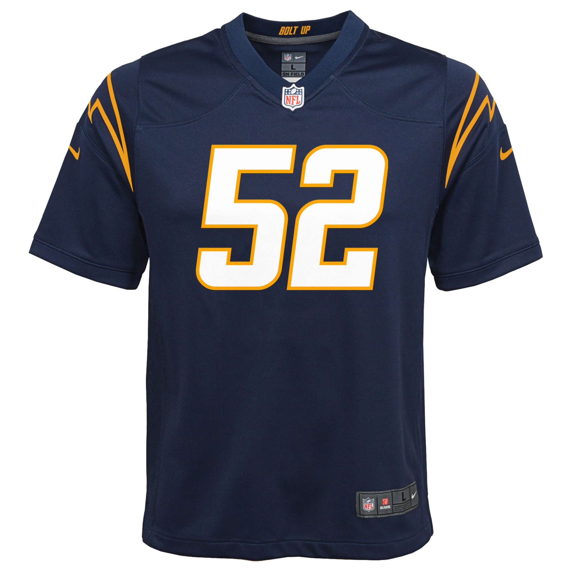 Alternative view of Youth Los Angeles Chargers Khalil Mack Navy Game Jersey JS1994 nicesnker