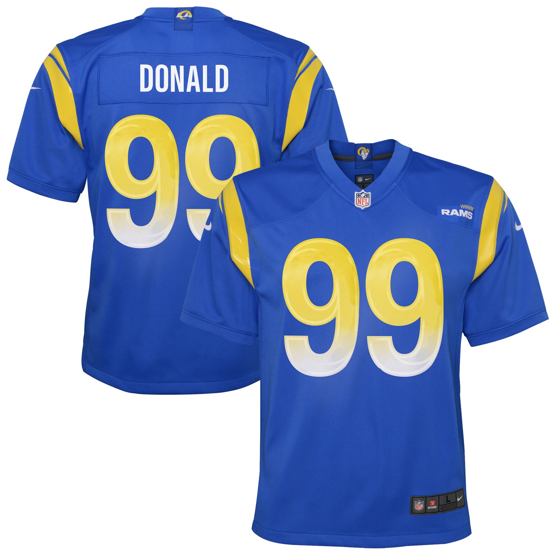 Youth Los Angeles Rams Aaron Donald Royal Game Jersey JS8129 nicesnker