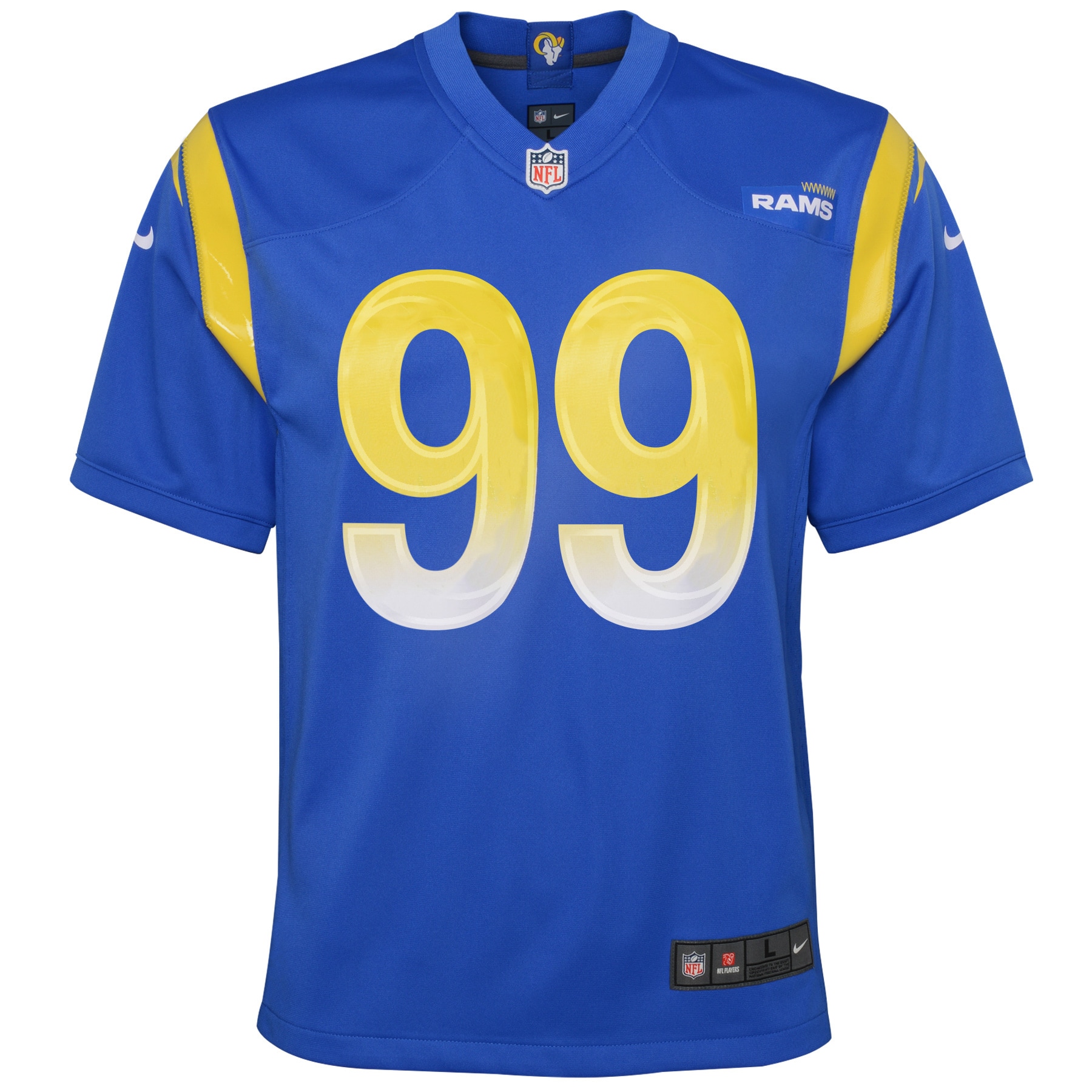 Alternative view of Youth Los Angeles Rams Aaron Donald Royal Game Jersey JS8129 nicesnker