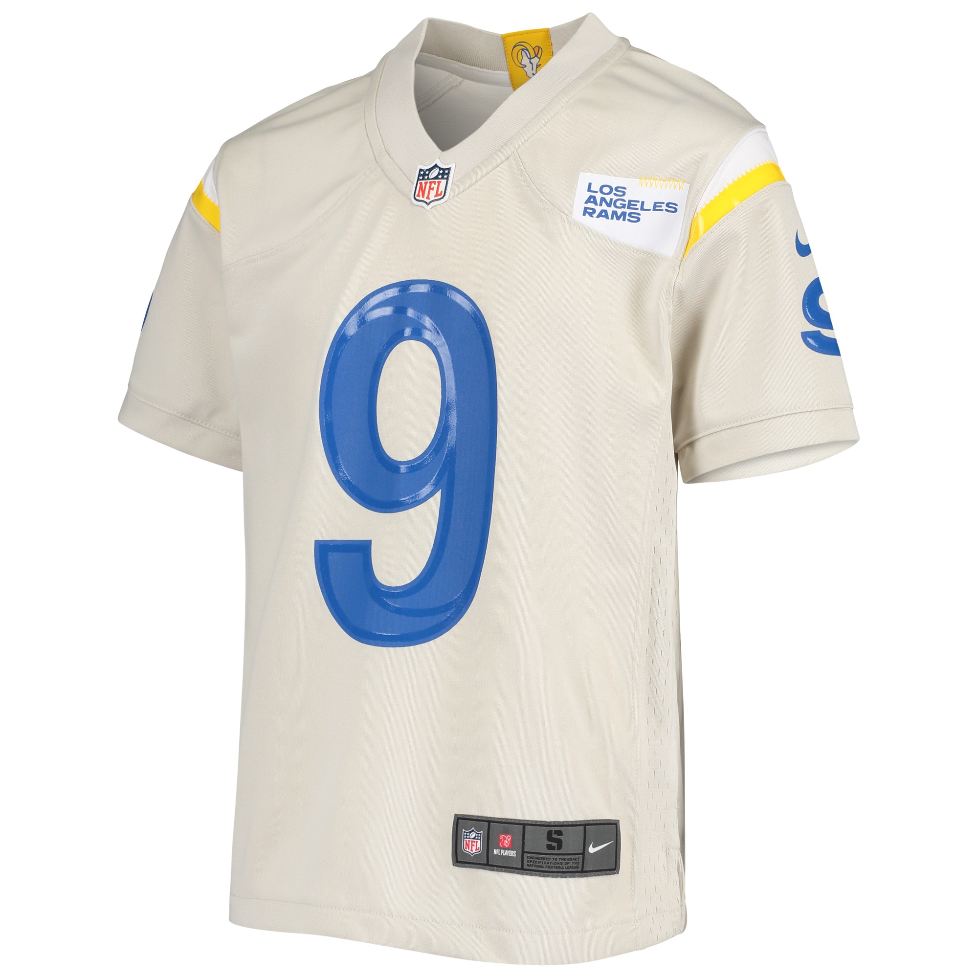 Alternative view of Youth Los Angeles Rams Matthew Stafford Cream Game Jersey JS1562 nicesnker