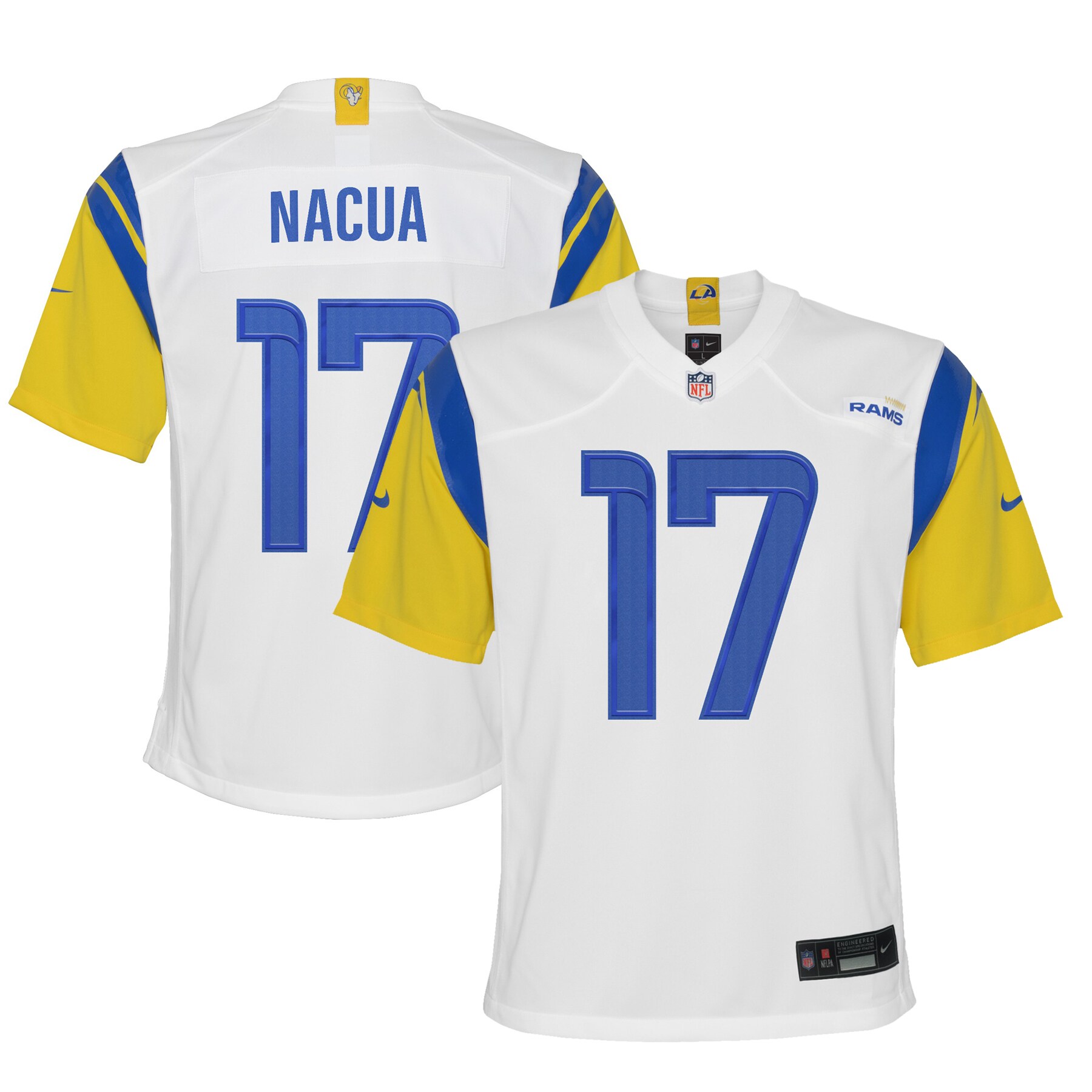 Youth Los Angeles Rams Puka Nacua White Game Jersey JS1869 nicesnker