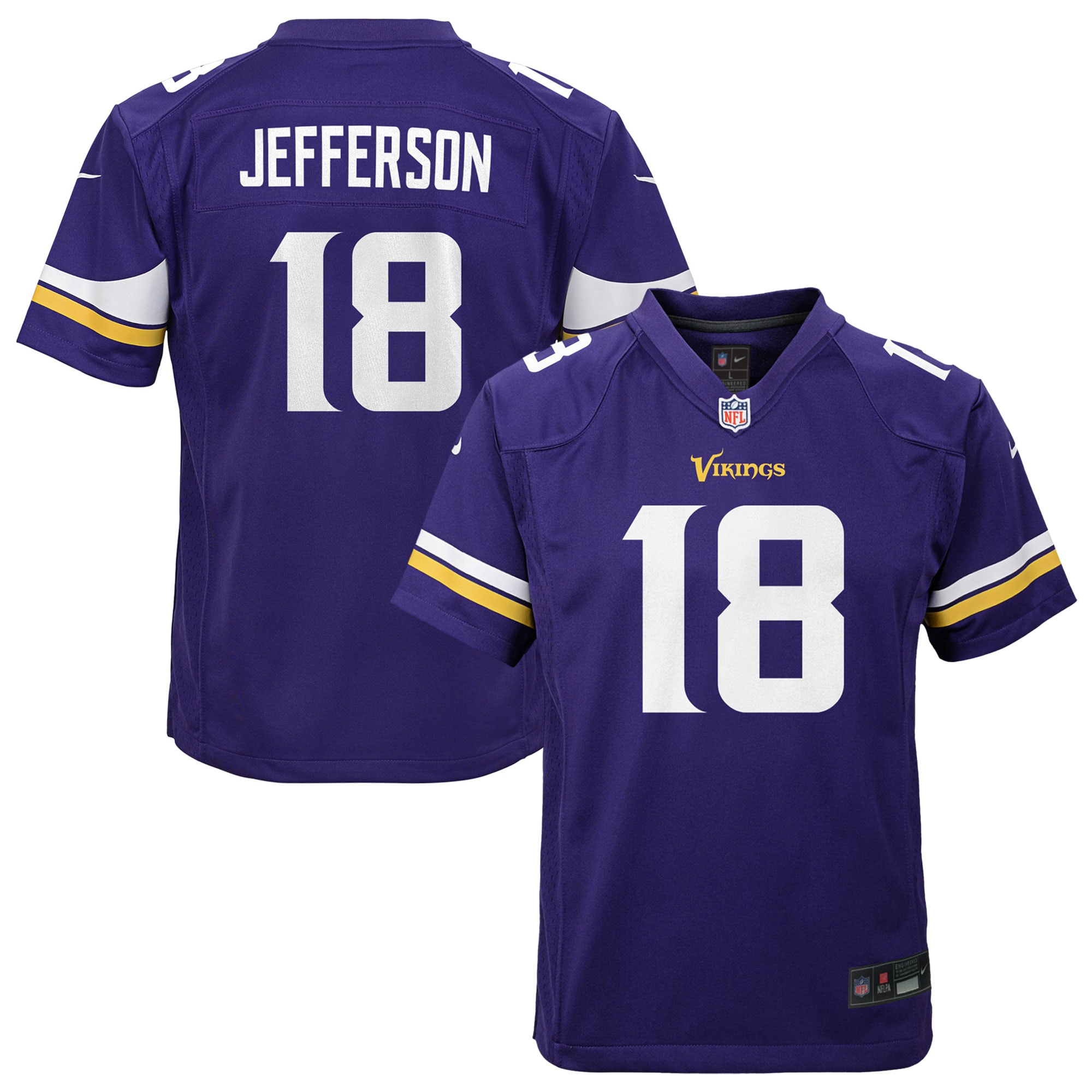 Youth Minnesota Vikings Justin Jefferson Purple Game Jersey JS3461 nicesnker