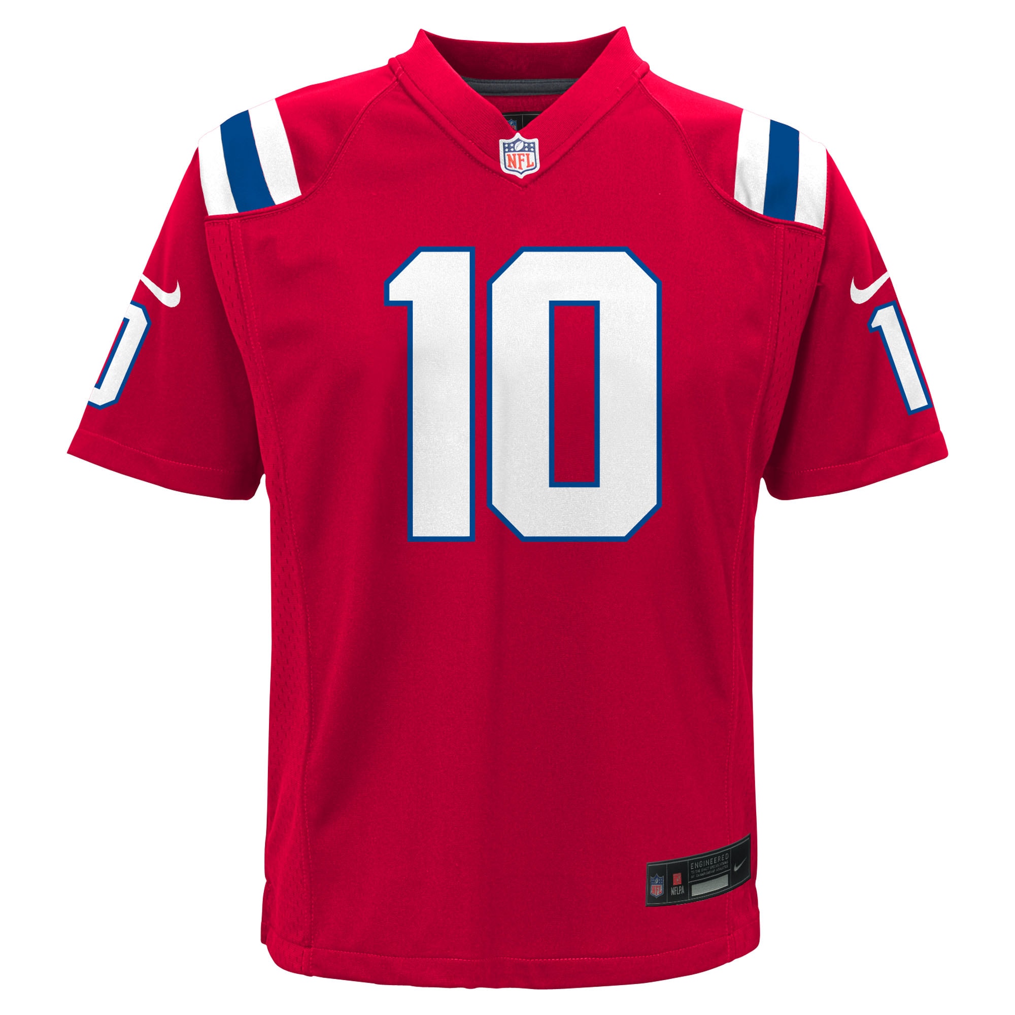 Alternative view of Youth New England Patriots Drake Maye Red Alternate Game Jersey JS2546 nicesnker