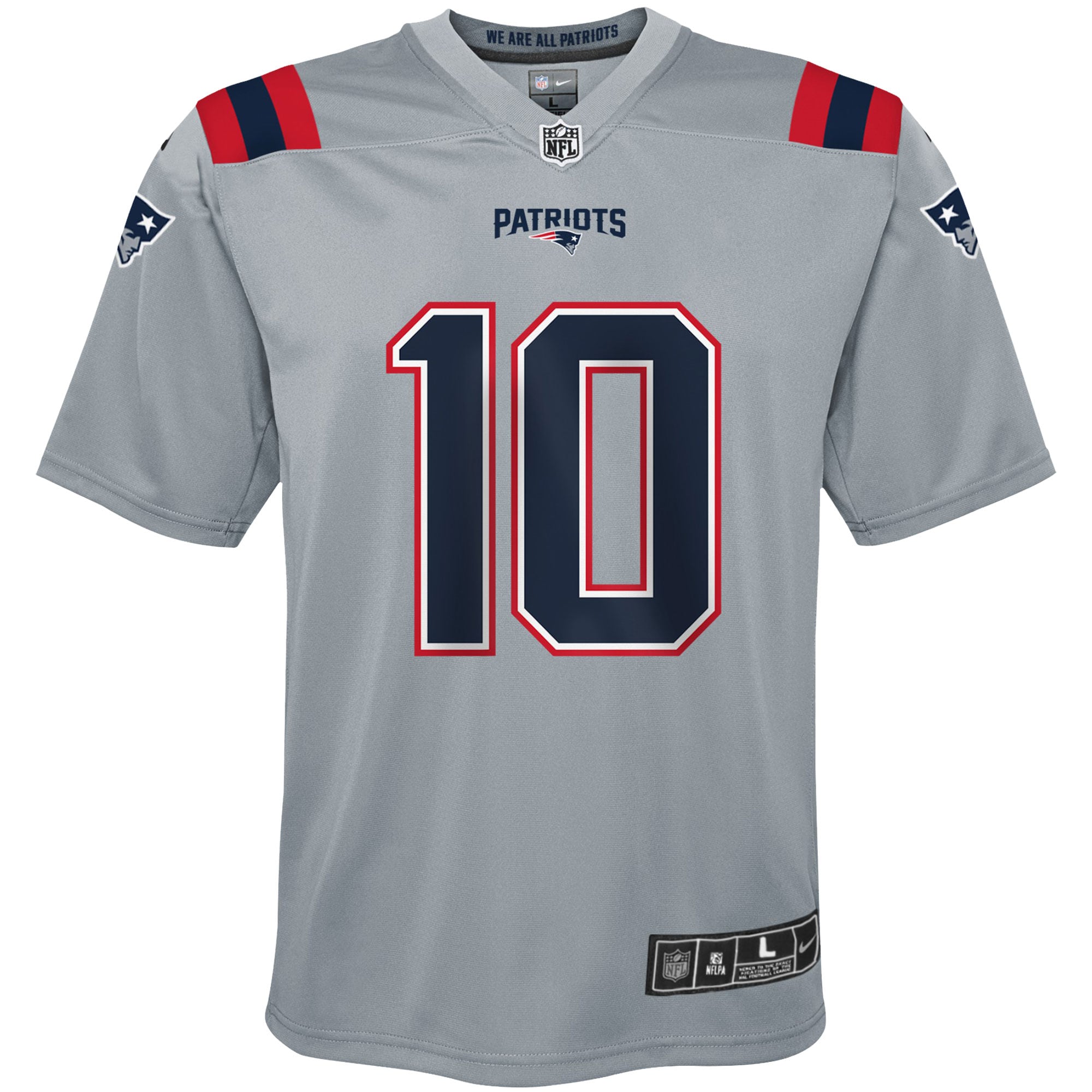 Alternative view of Youth New England Patriots Mac Jones Gray Inverted Game Jersey JS5587 nicesnker