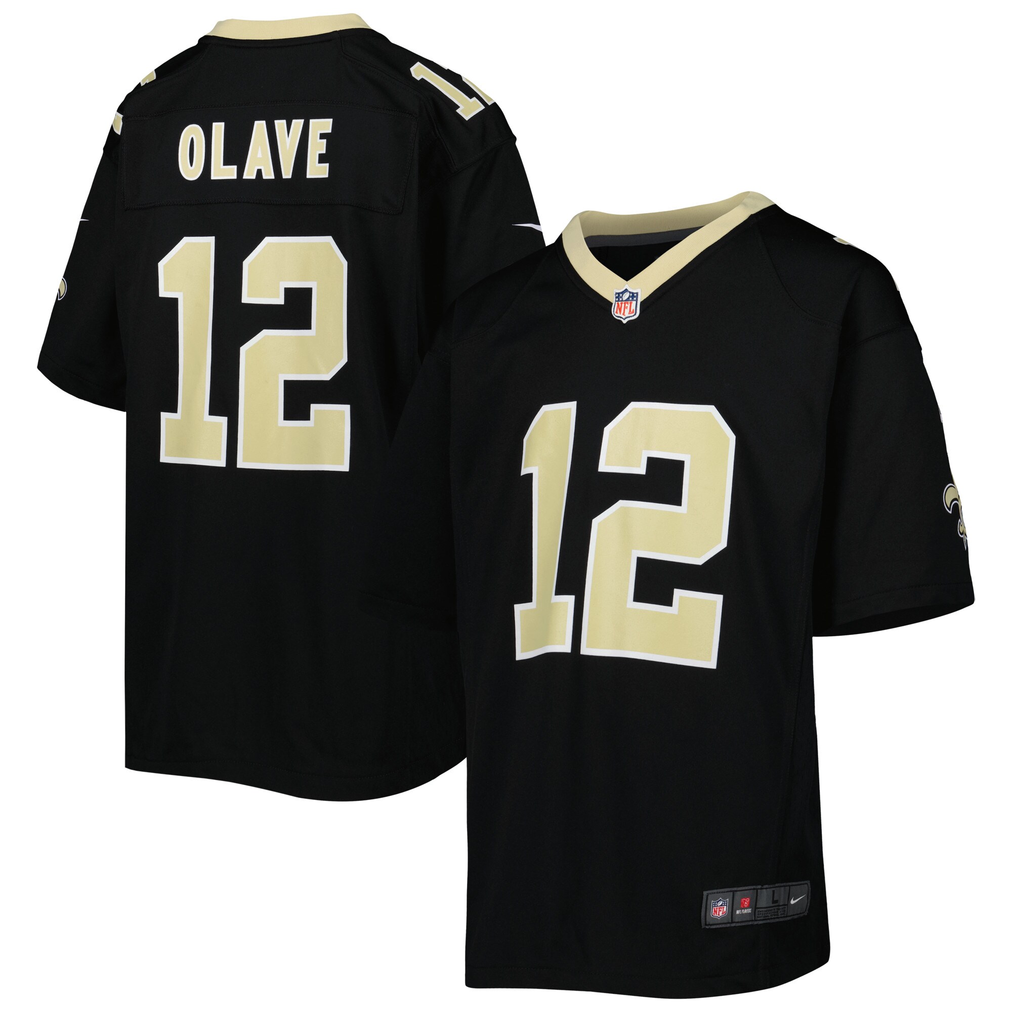 Youth New Orleans Saints Chris Olave Black Game Jersey JS9044 nicesnker