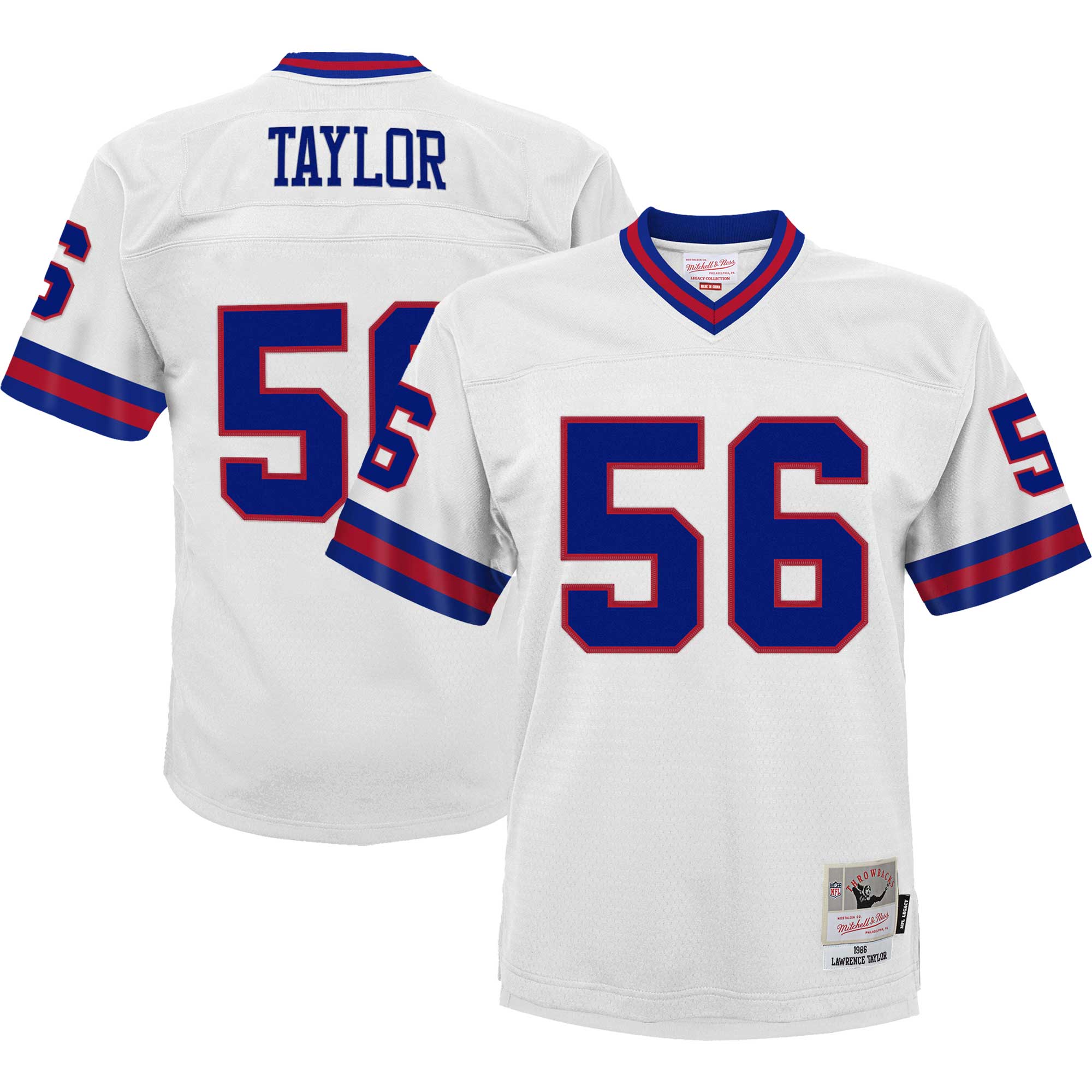 Youth New York Giants Lawrence Taylor Mitchell & Ness White 1986 Retired Player Legacy Jersey JS8110 nicesnker