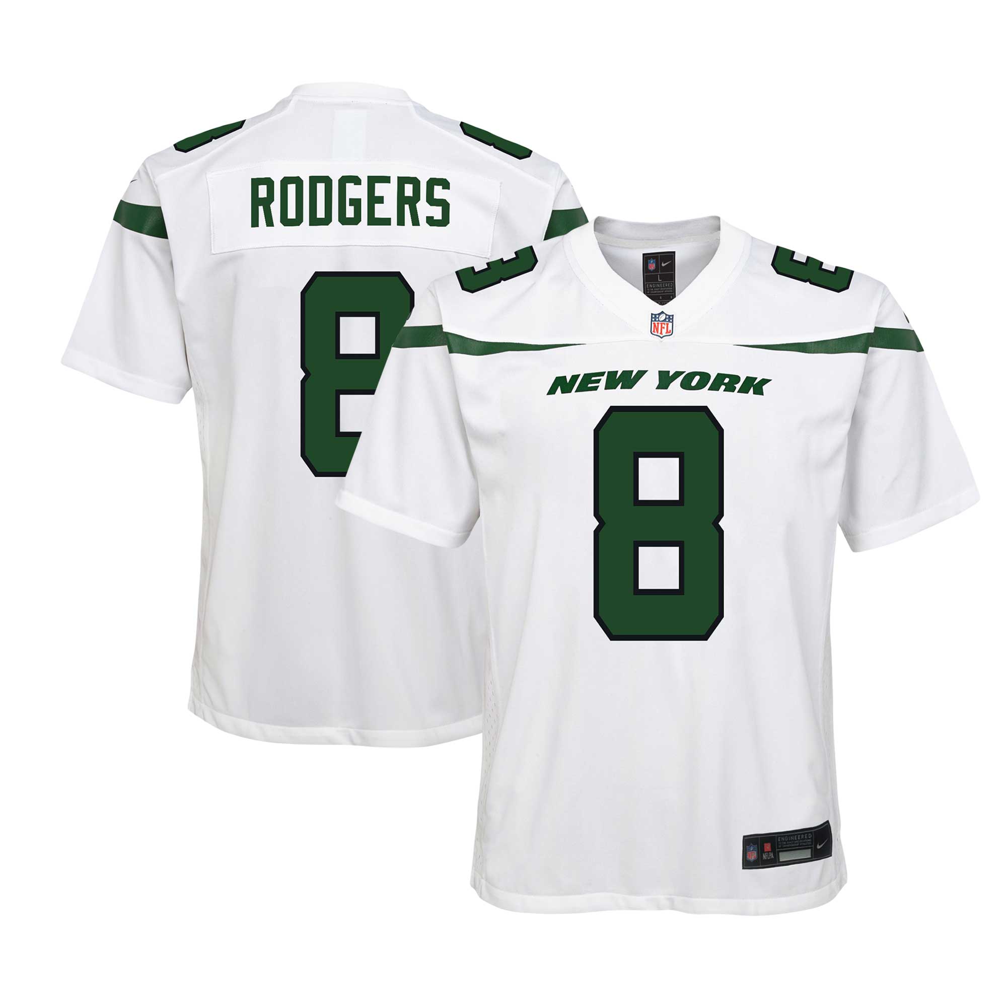 Youth New York Jets Aaron Rodgers White Game Jersey JS4462 nicesnker