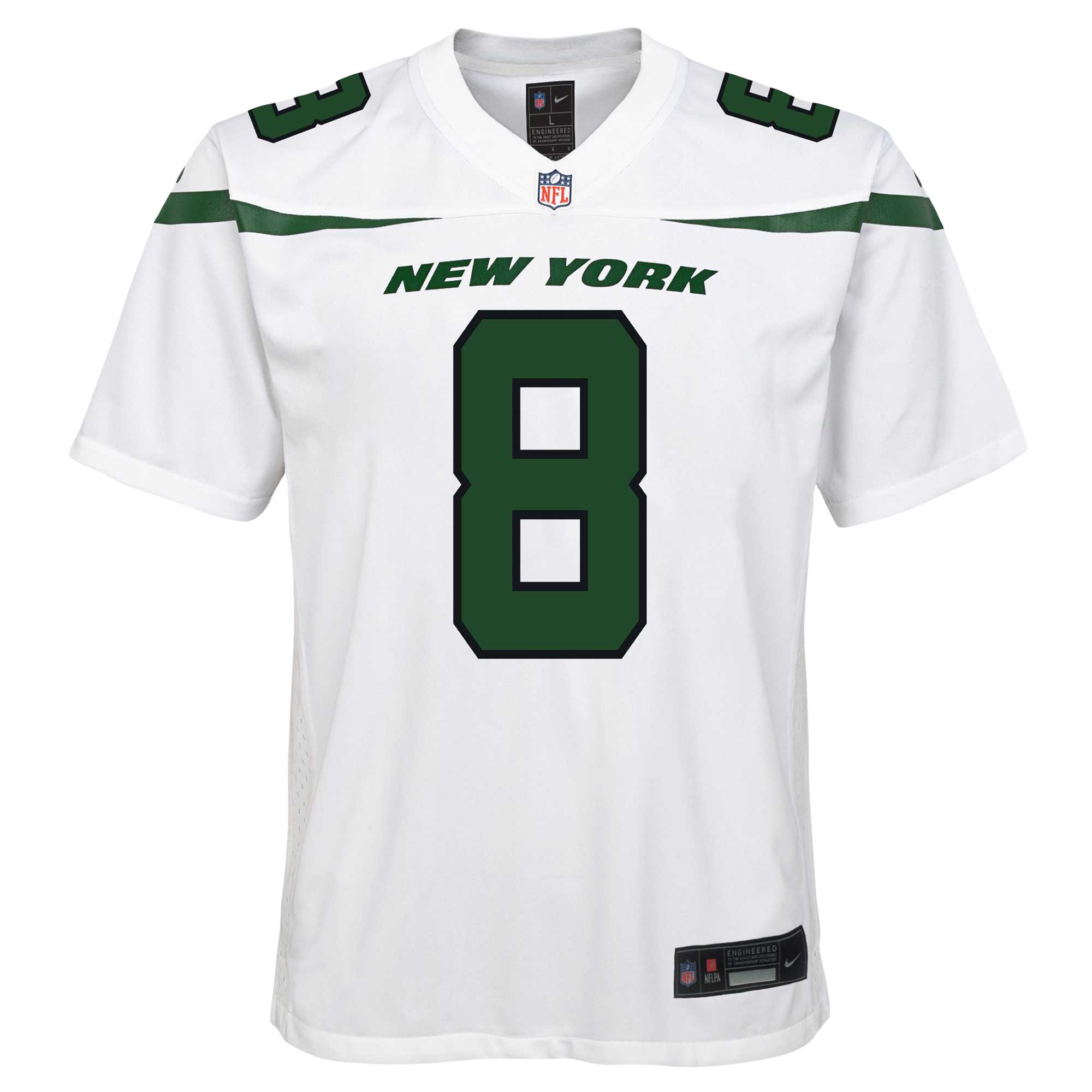 Alternative view of Youth New York Jets Aaron Rodgers White Game Jersey JS4462 nicesnker