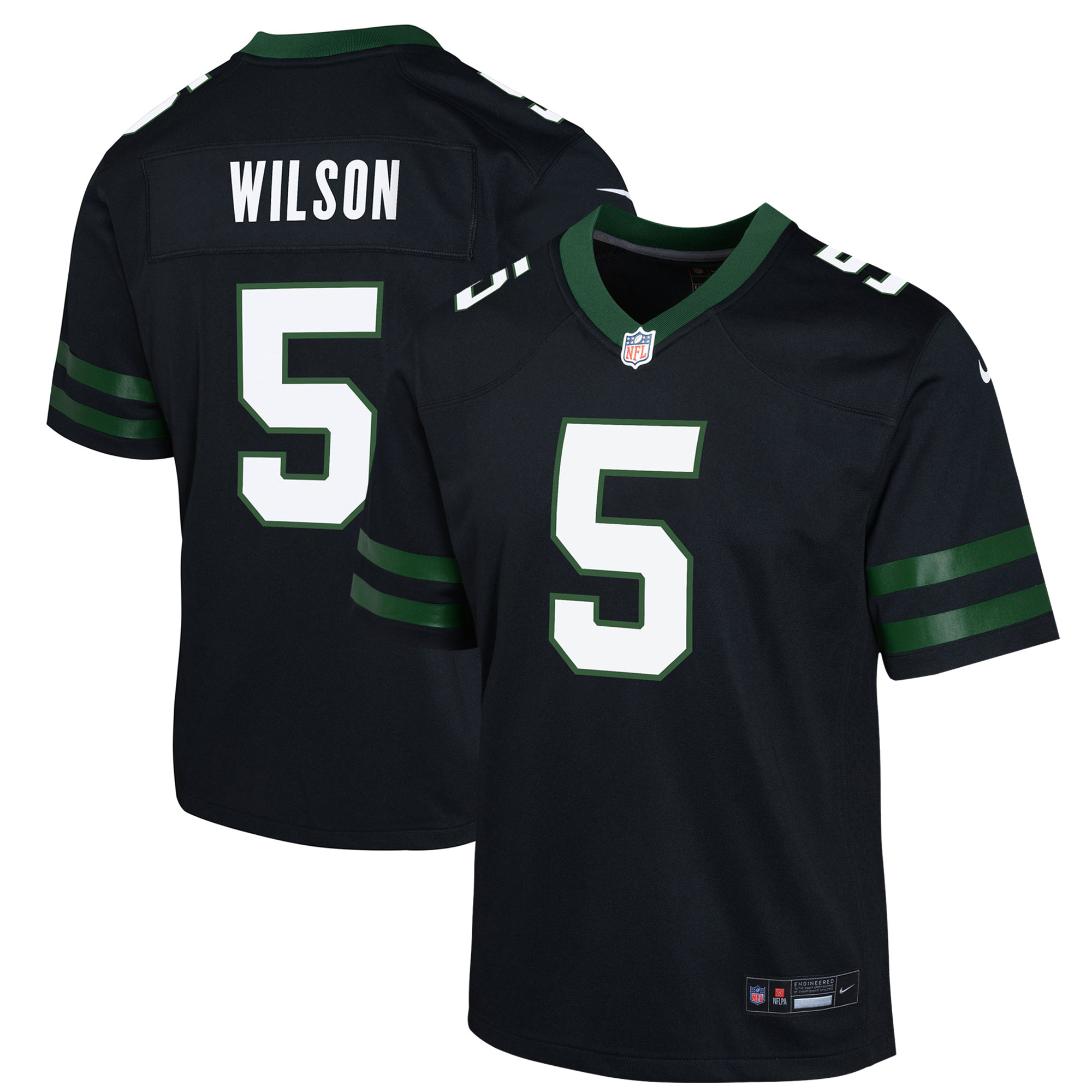Youth New York Jets Garrett Wilson Legacy Black Alternate Game Jersey JS6256 nicesnker