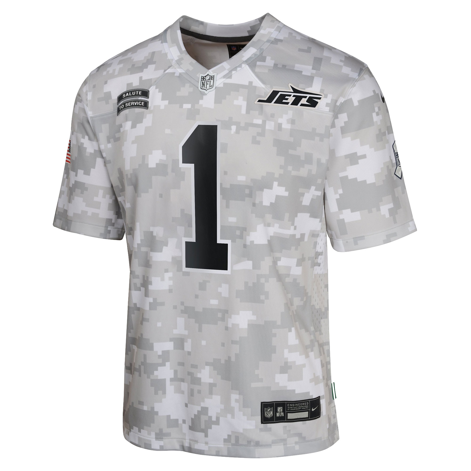 Alternative view of Youth New York Jets Sauce Gardner Arctic Camo 2024 Salute to Service Game Jersey JS2363 nicesnker