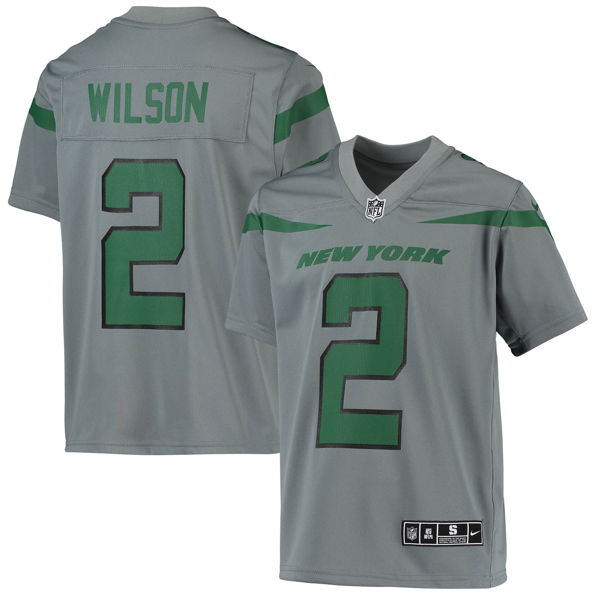 Youth New York Jets Zach Wilson Gray Inverted Team Game Jersey JS5331 nicesnker
