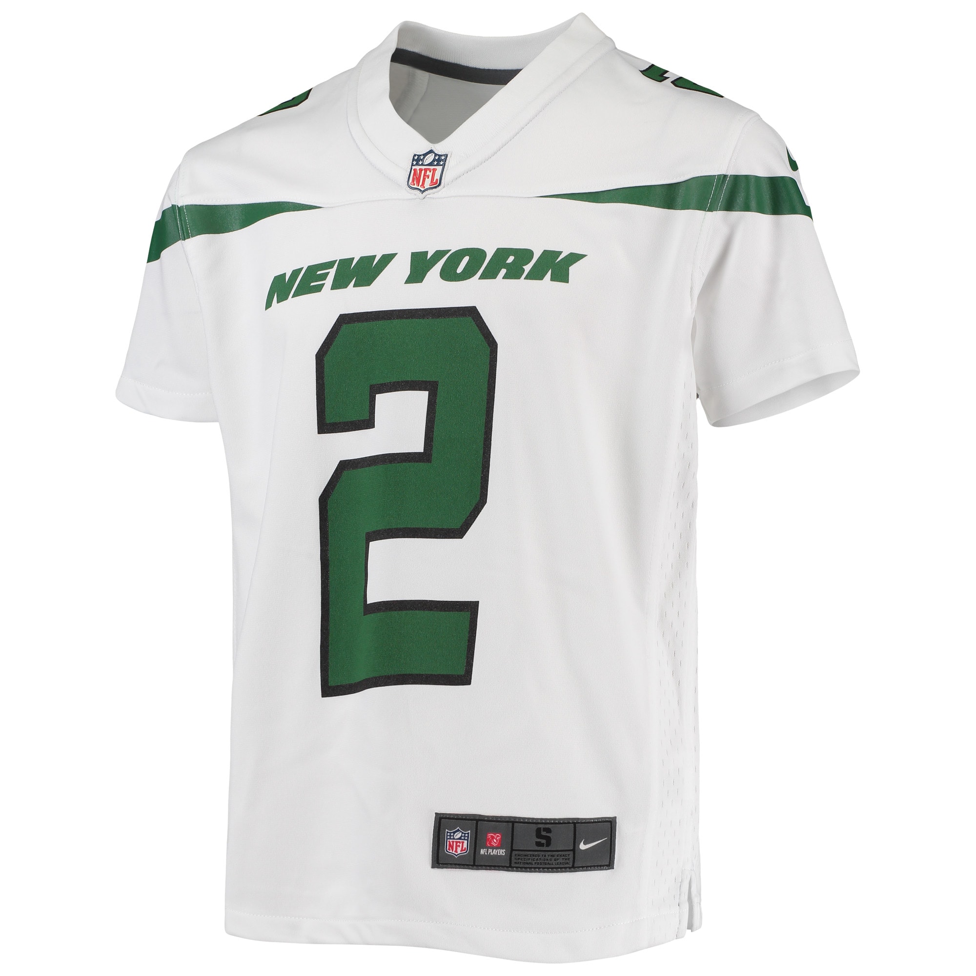 Alternative view of Youth New York Jets Zach Wilson White Game Jersey JS6019 nicesnker