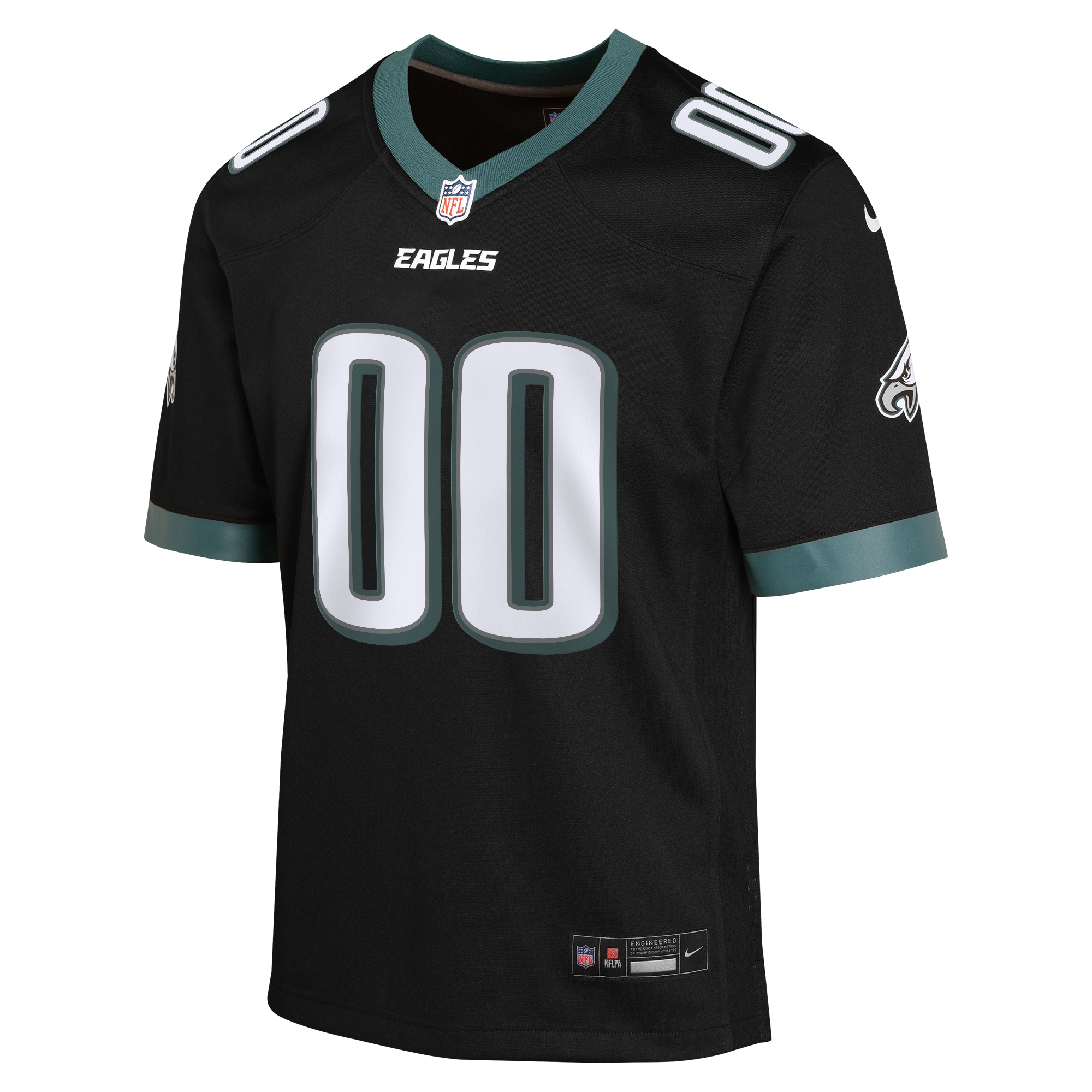 Alternative view of Youth Philadelphia Eagles Black Alternate Custom Game Jersey JS9983 nicesnker