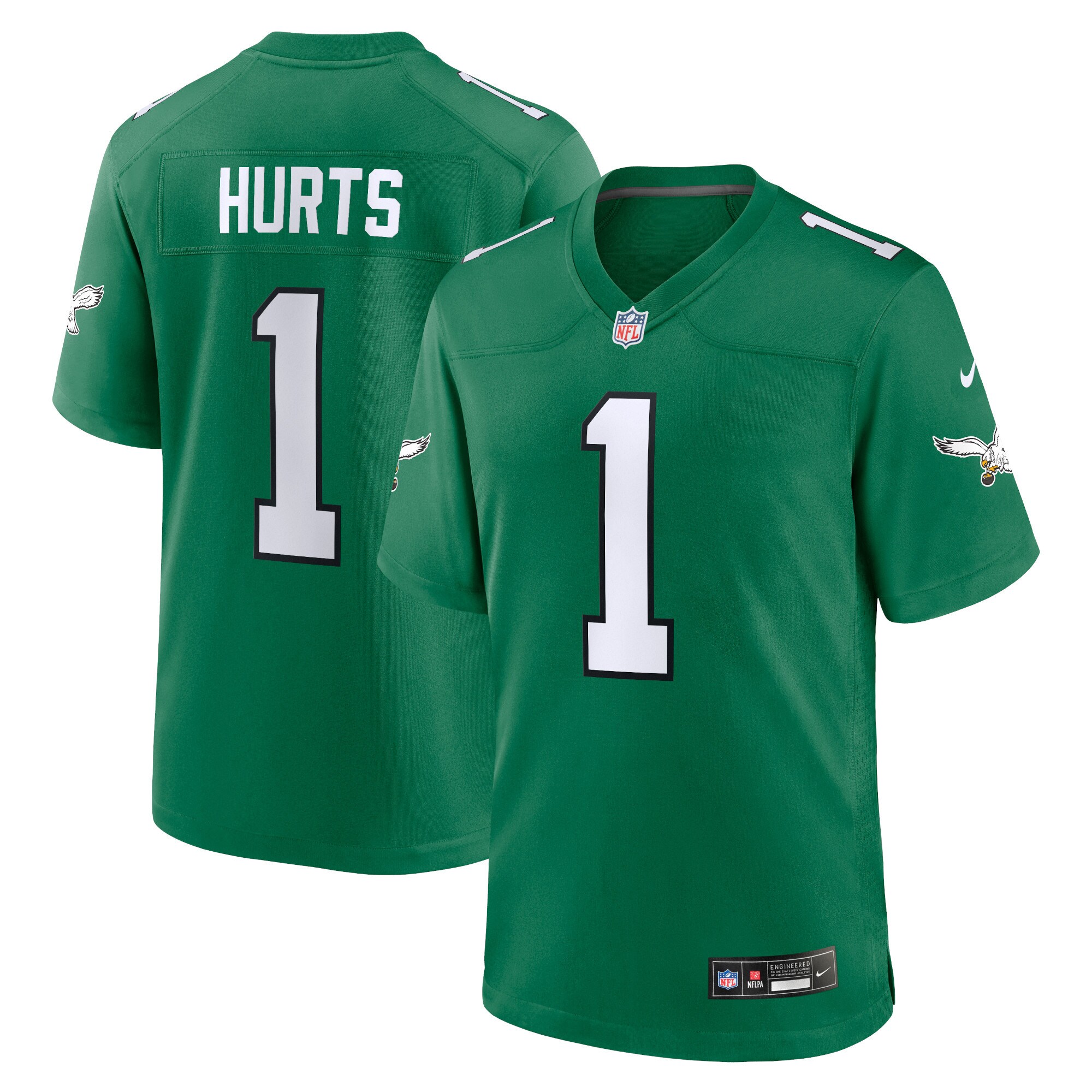 Youth Philadelphia Eagles Jalen Hurts Kelly Green Game Jersey JS2108 nicesnker