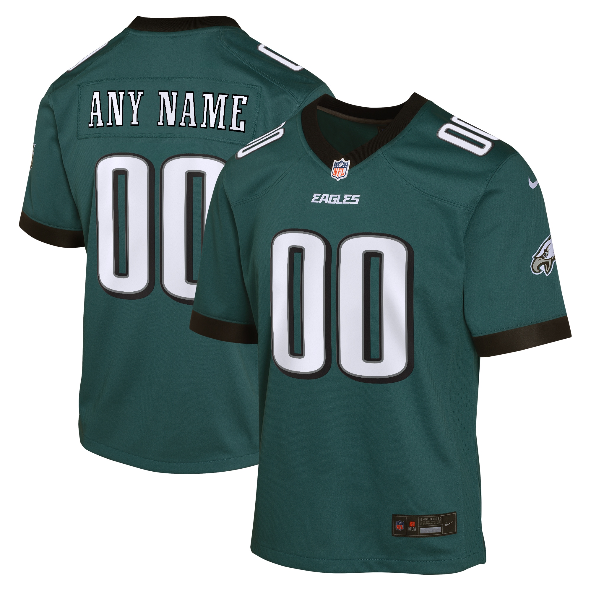 Youth Philadelphia Eagles Midnight Green Custom Game Jersey JS2241 nicesnker