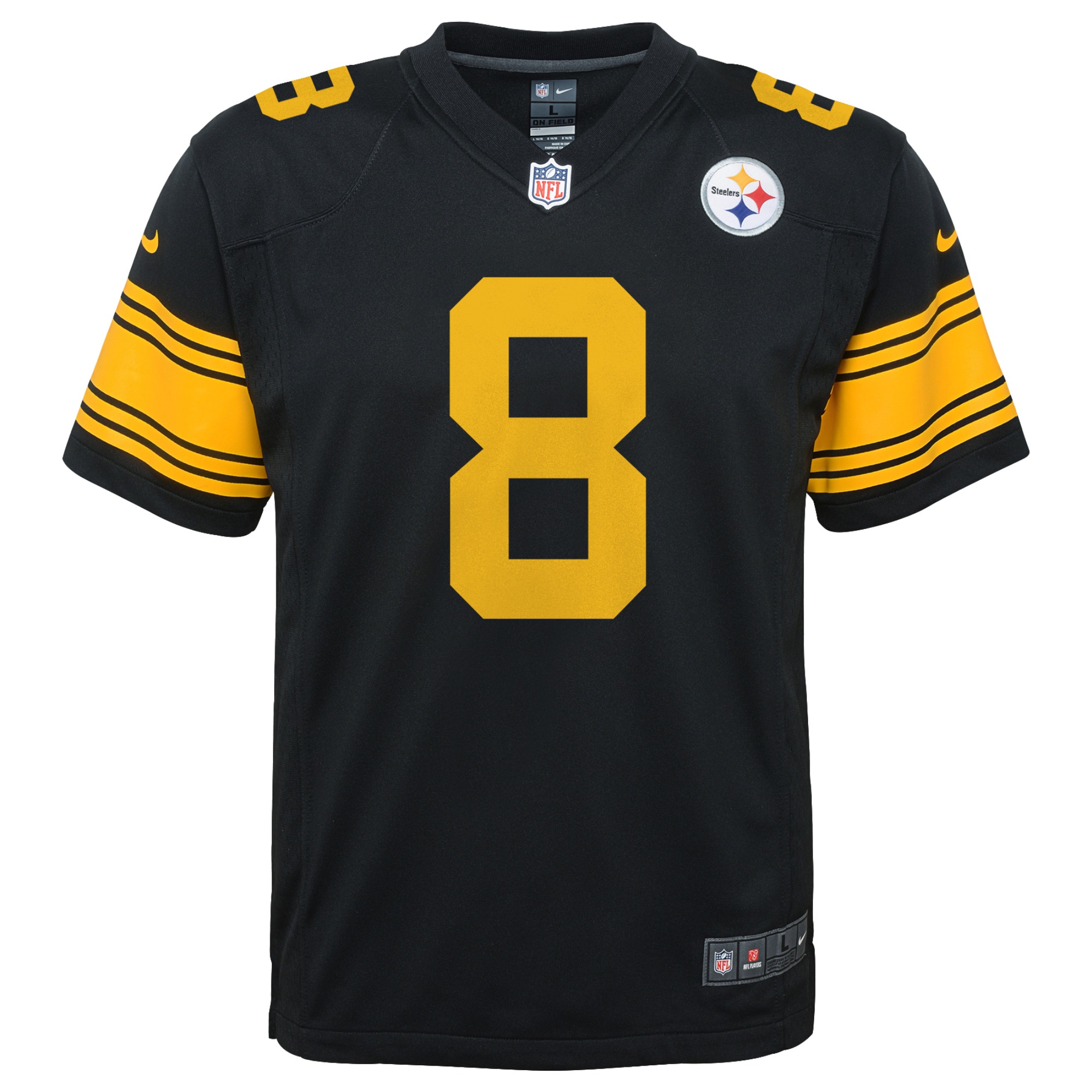 Alternative view of Youth Pittsburgh Steelers Kenny Pickett Black Game Jersey JS9633 nicesnker