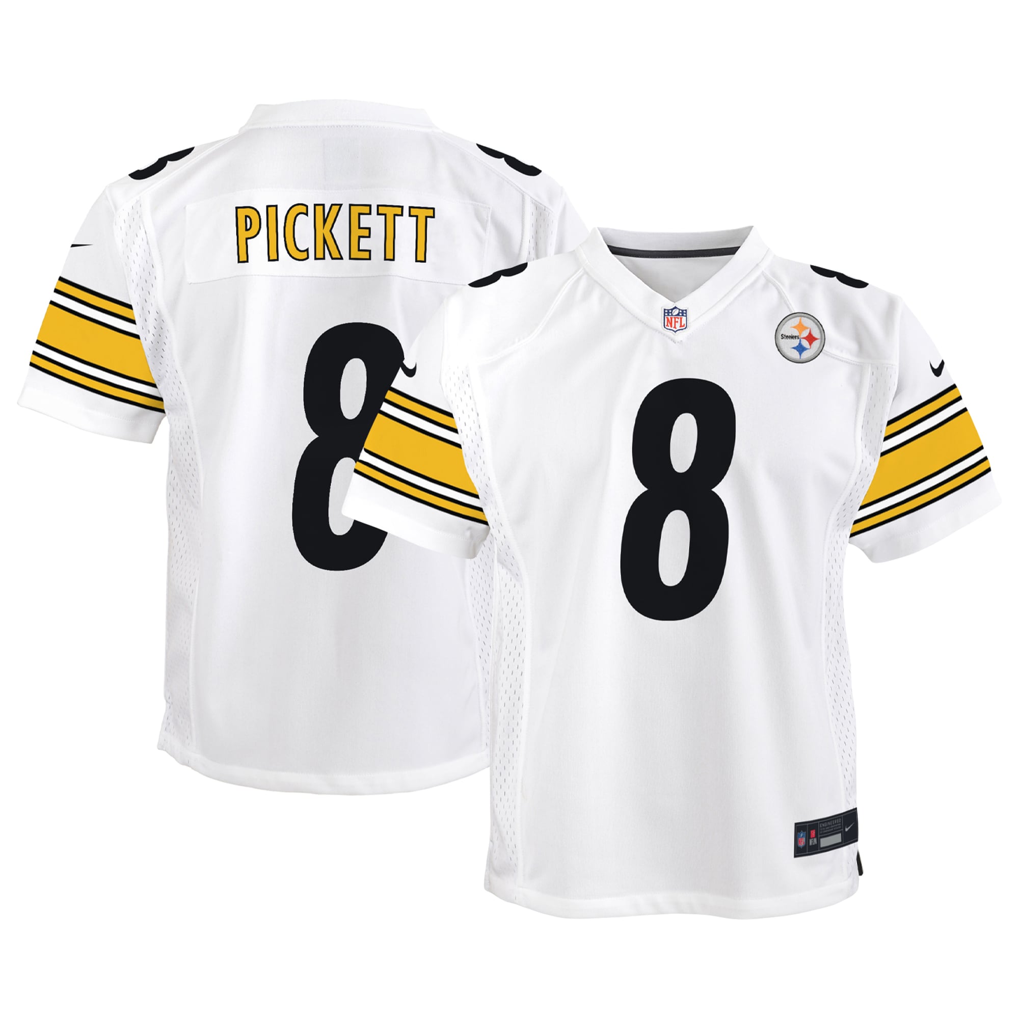 Youth Pittsburgh Steelers Kenny Pickett White Game Jersey JS6681 nicesnker