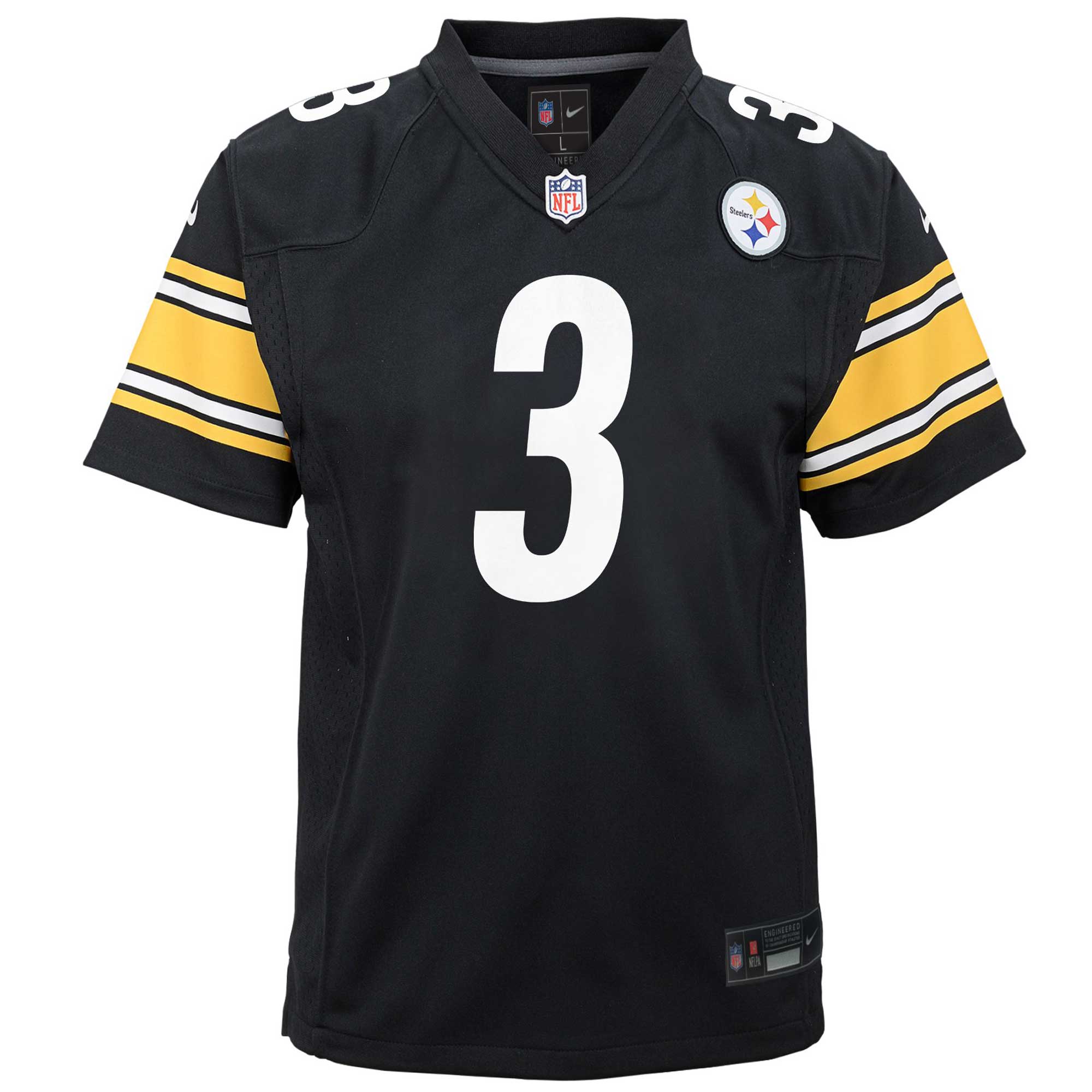 Alternative view of Youth Pittsburgh Steelers Russell Wilson Black Team Player Game Jersey JS8112 nicesnker