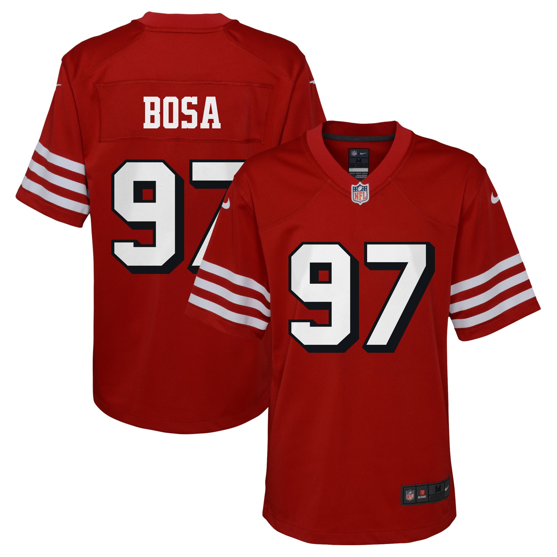Youth San Francisco 49ers Nick Bosa Scarlet Game Jersey JS3460 nicesnker