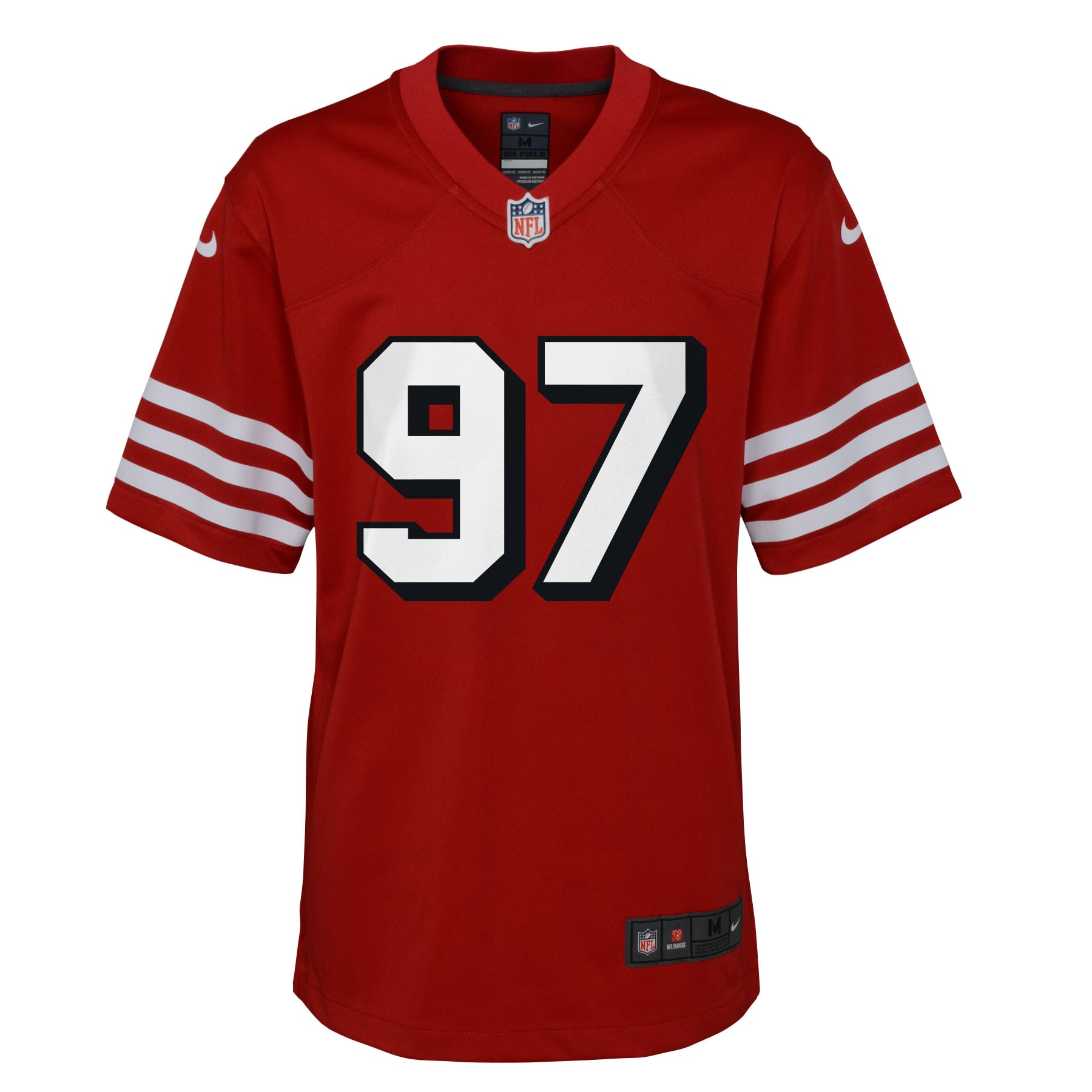 Alternative view of Youth San Francisco 49ers Nick Bosa Scarlet Game Jersey JS3460 nicesnker