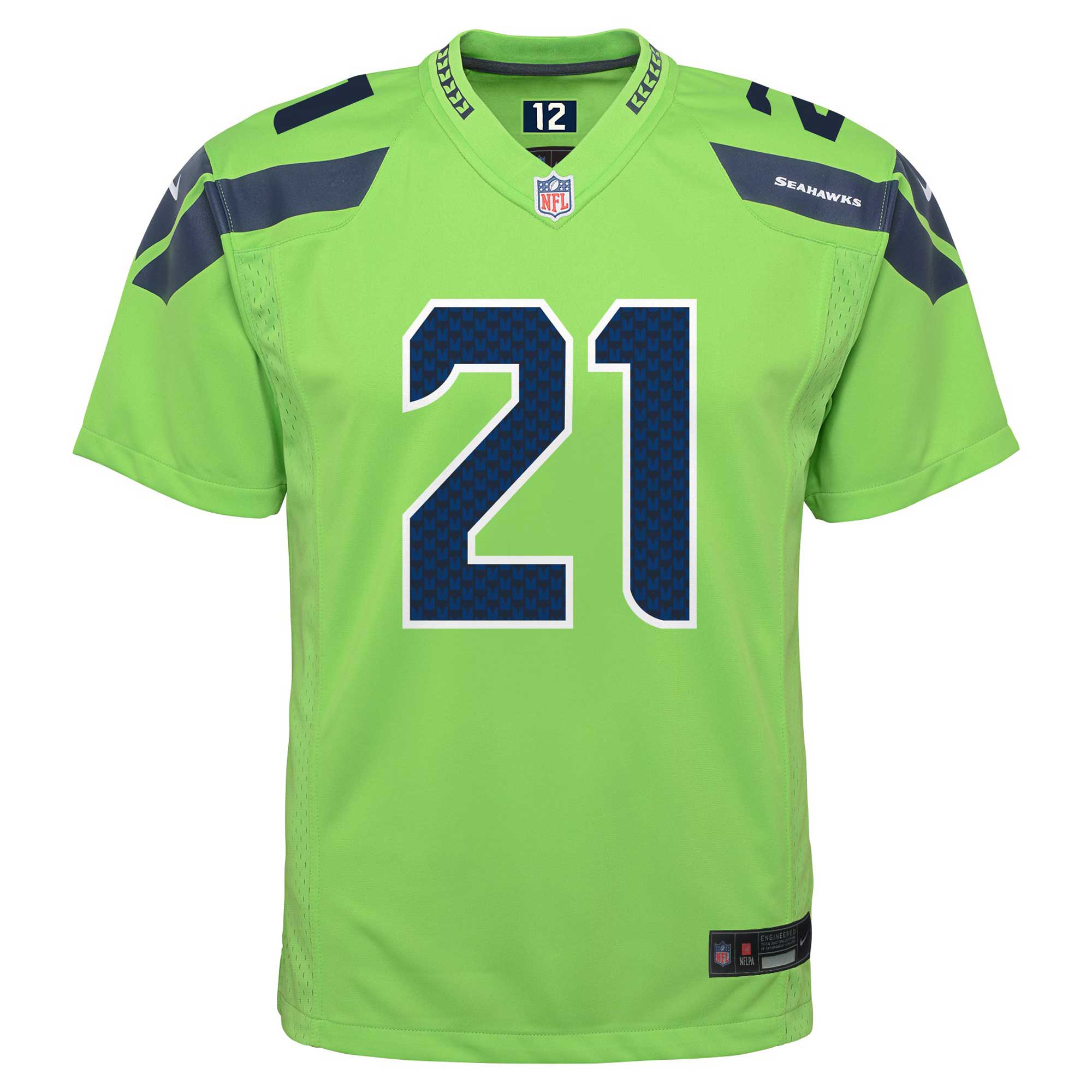 Alternative view of Youth Seattle Seahawks Devon Witherspoon Neon Green Alternate Player Game Jersey JS8889 nicesnker