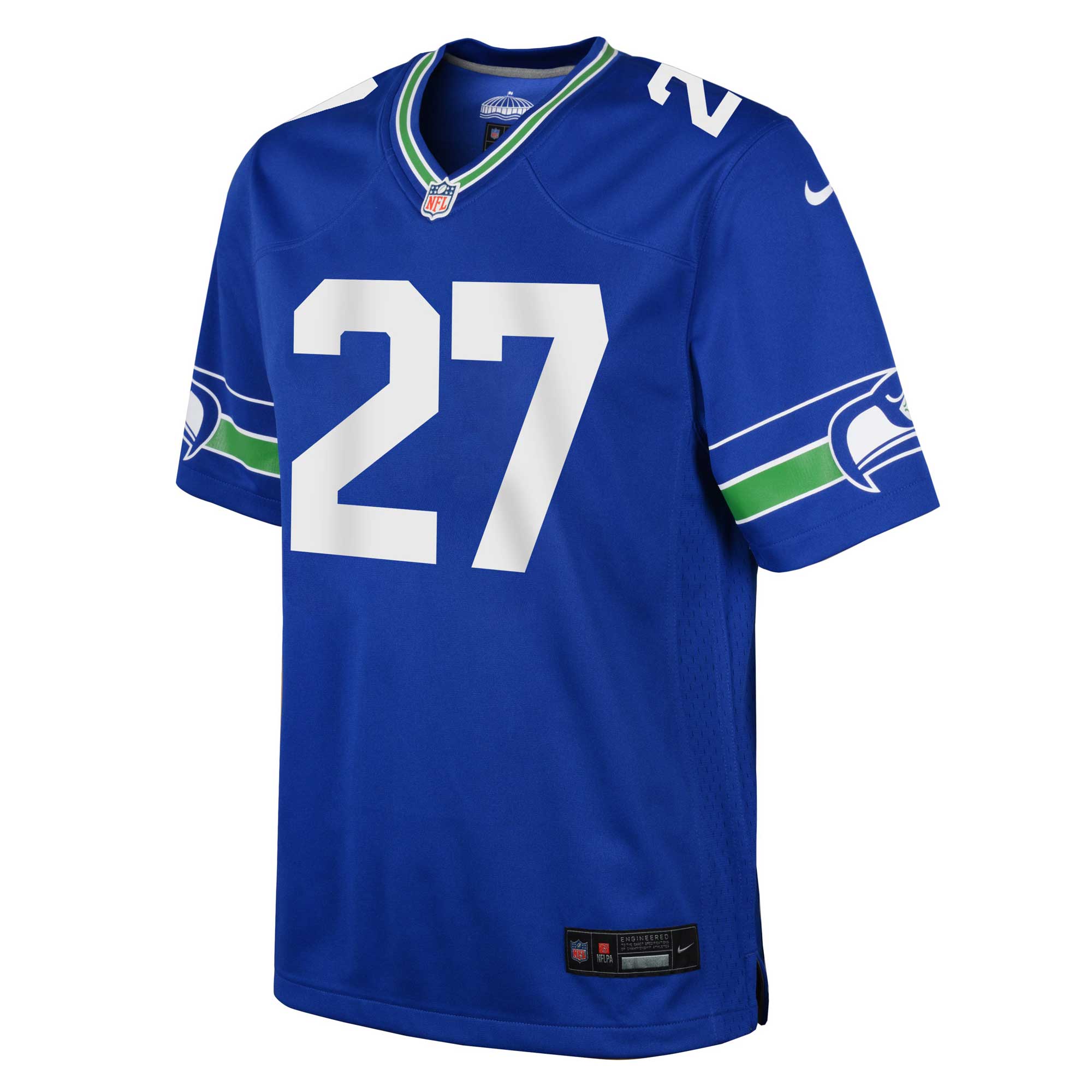 Alternative view of Youth Seattle Seahawks Tariq Woolen Royal Alternate Player Game Jersey JS2547 nicesnker