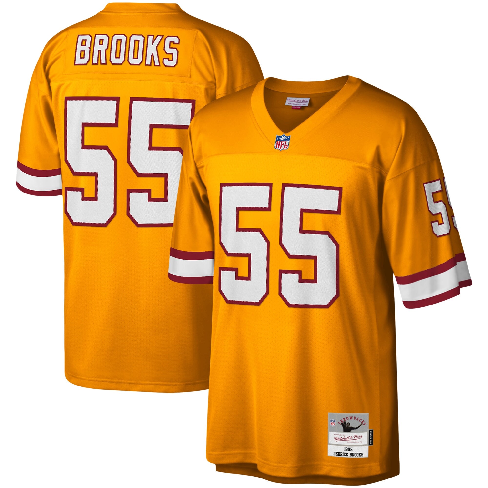 Youth Tampa Bay Buccaneers Derrick Brooks Mitchell & Ness Orange 1995 Retired Player Legacy Jersey JS3523 nicesnker