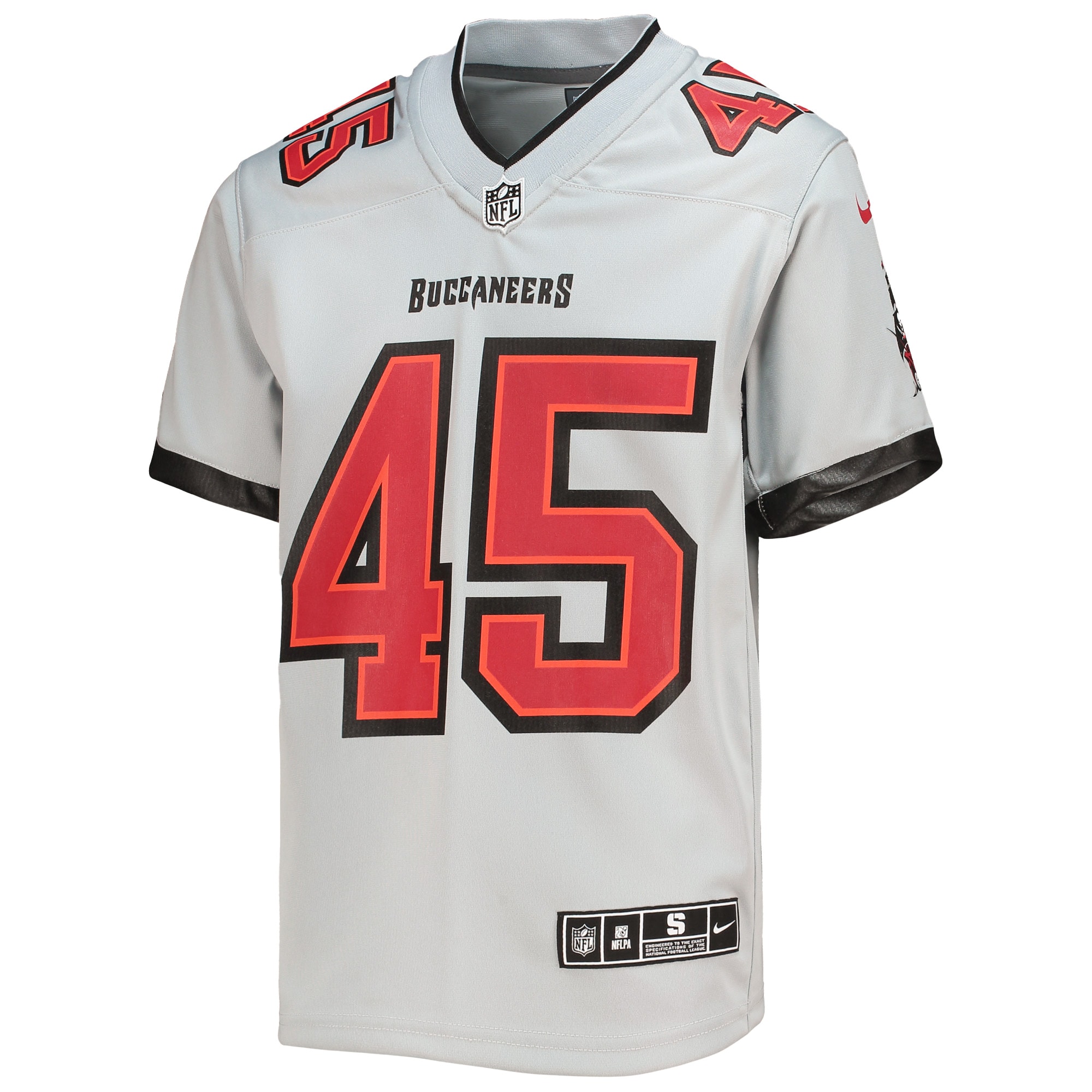 Alternative view of Youth Tampa Bay Buccaneers Devin White Gray Inverted Team Game Jersey JS8955 nicesnker