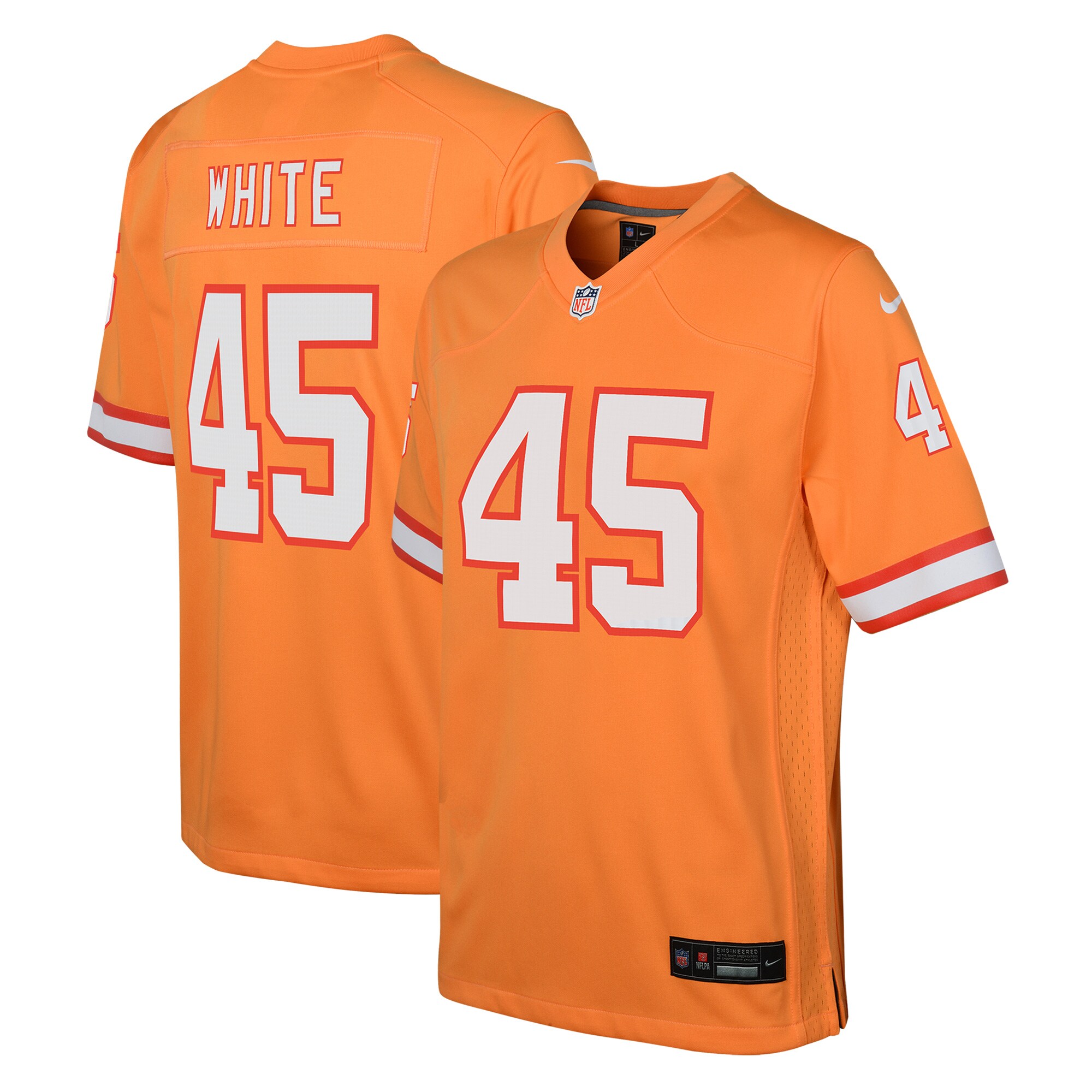 Youth Tampa Bay Buccaneers Devin White Orange Game Jersey JS2031 nicesnker