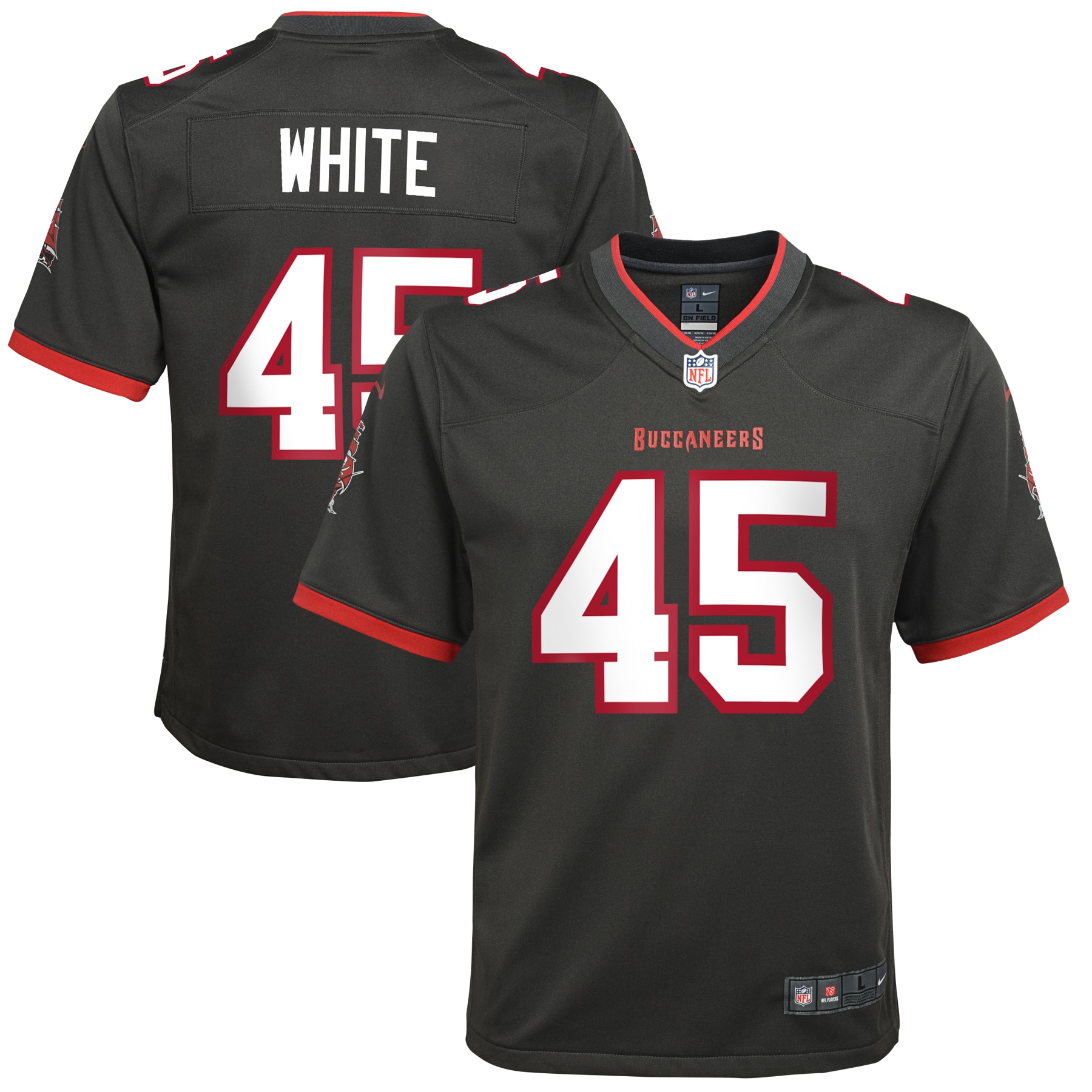 Youth Tampa Bay Buccaneers Devin White Pewter Game Jersey JS5656 nicesnker