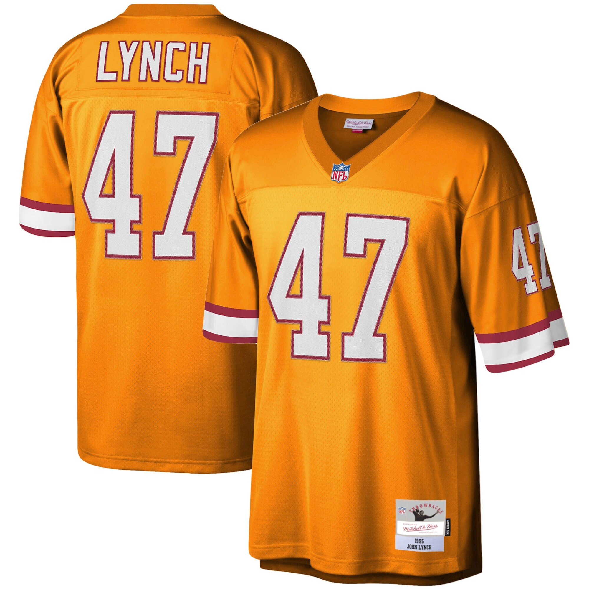 Youth Tampa Bay Buccaneers John Lynch Mitchell & Ness Orange 1995 Retired Player Legacy Jersey JS3192 nicesnker