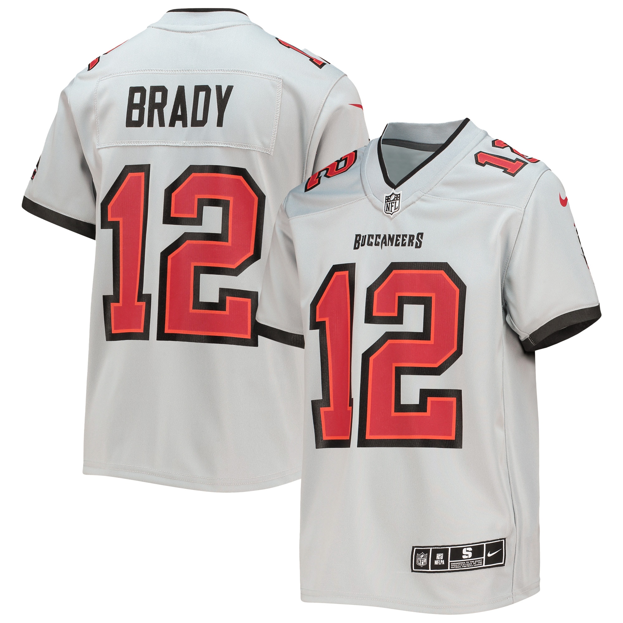 Youth Tampa Bay Buccaneers Tom Brady Gray Inverted Team Game Jersey JS9245 nicesnker