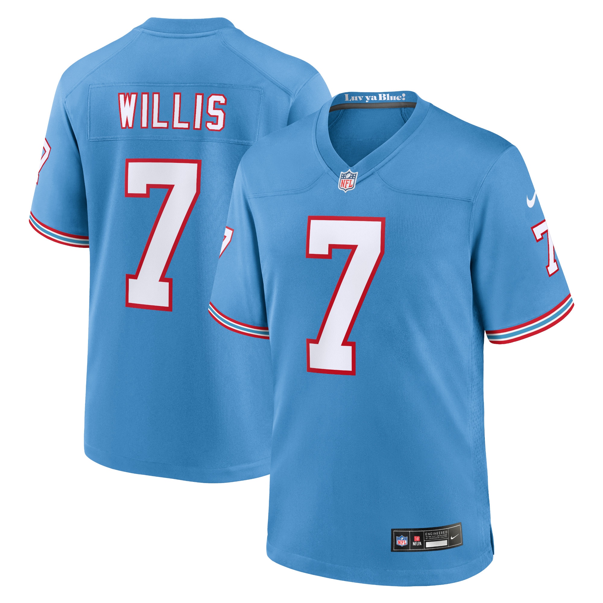 Youth Tennessee Titans Malik Willis Light Blue Game Jersey JS9749 nicesnker