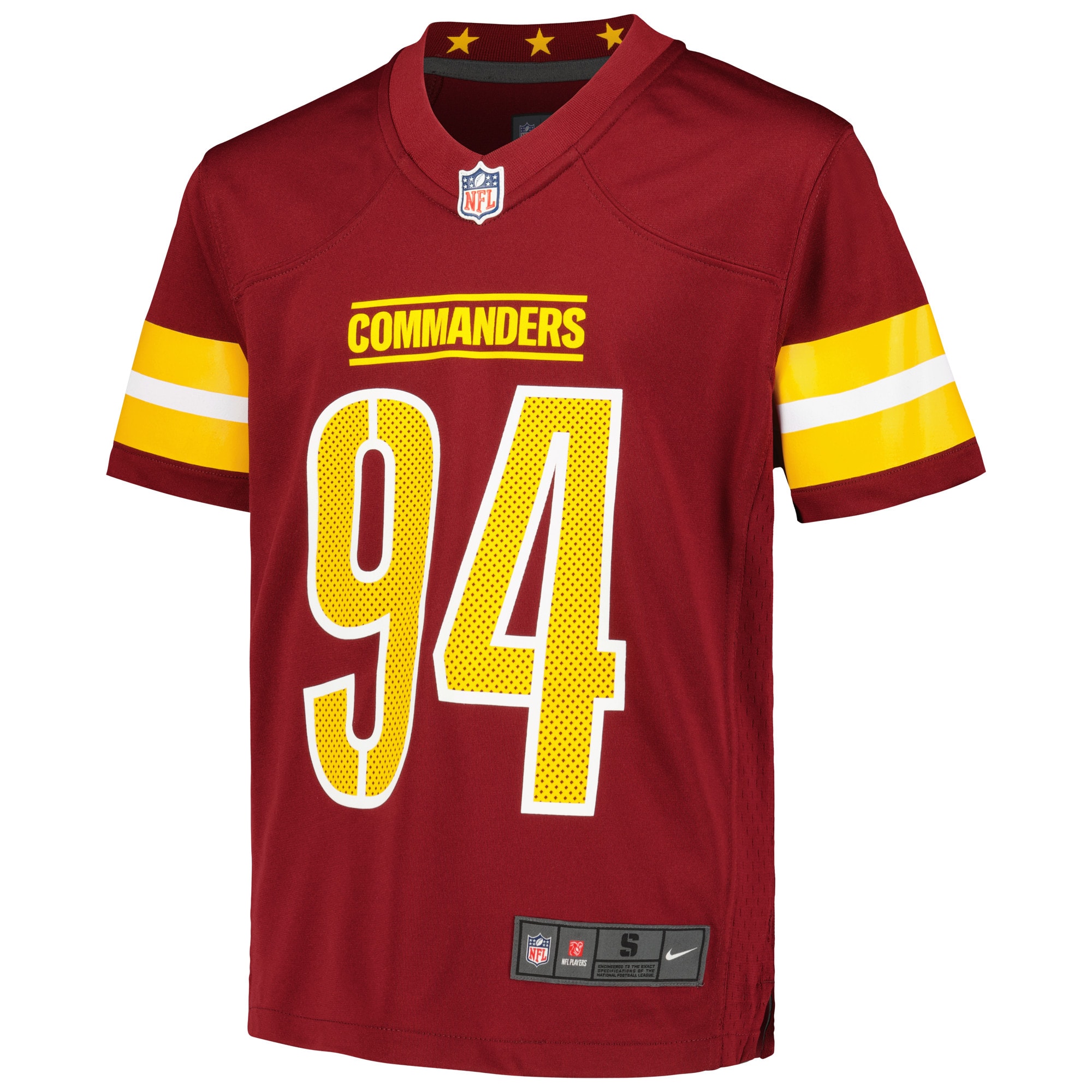 Alternative view of Youth Washington Commanders Daron Payne Burgundy Game Jersey JS4193 nicesnker
