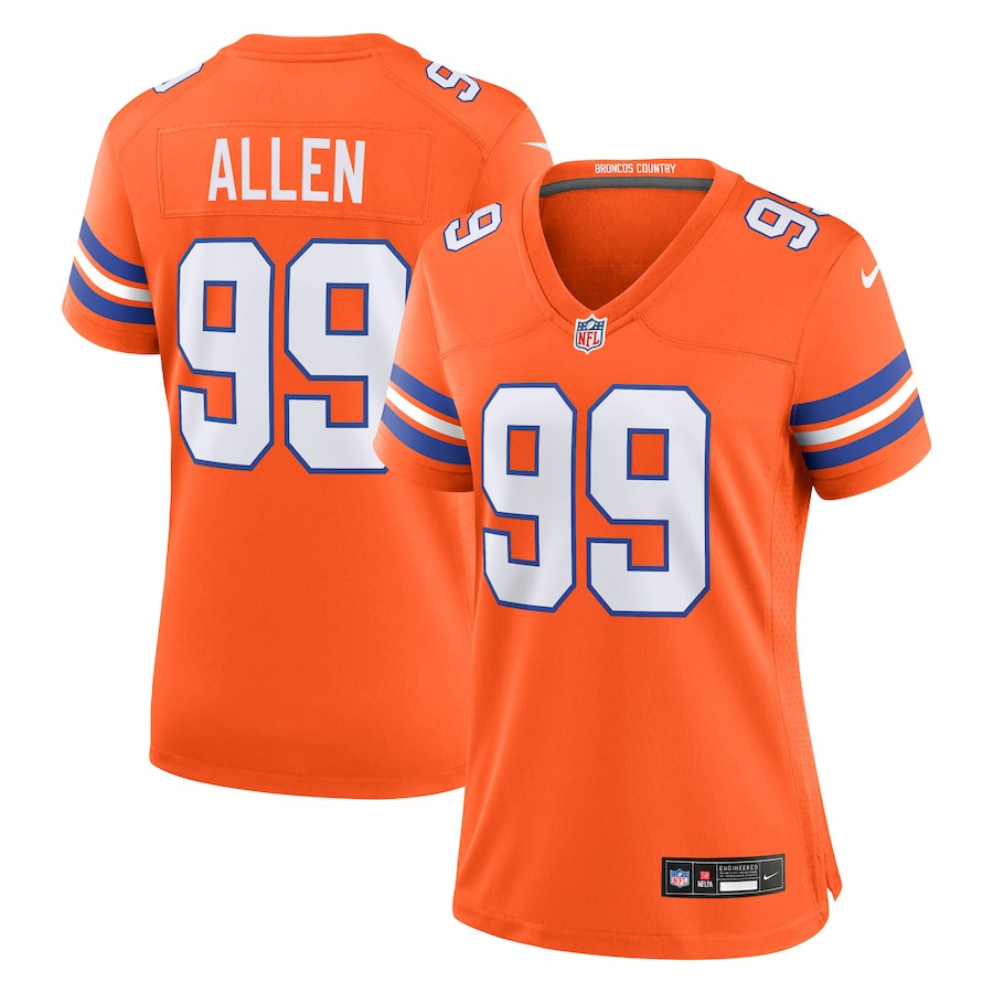 Zach Allen 99 Denver Broncos Women's Mile High Collection 1977 Throwback Player Game Jersey - Orange JS8938 nicesnker