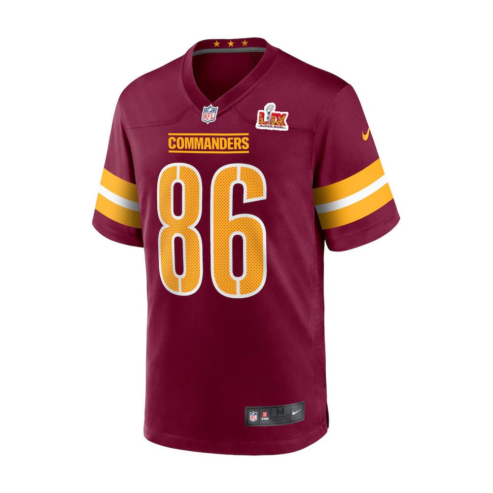 Alternative view of Zach Ertz #86 Washington Commanders Super Bowl LIX Jersey - Men's - Burgundy JS2794 nicesnker