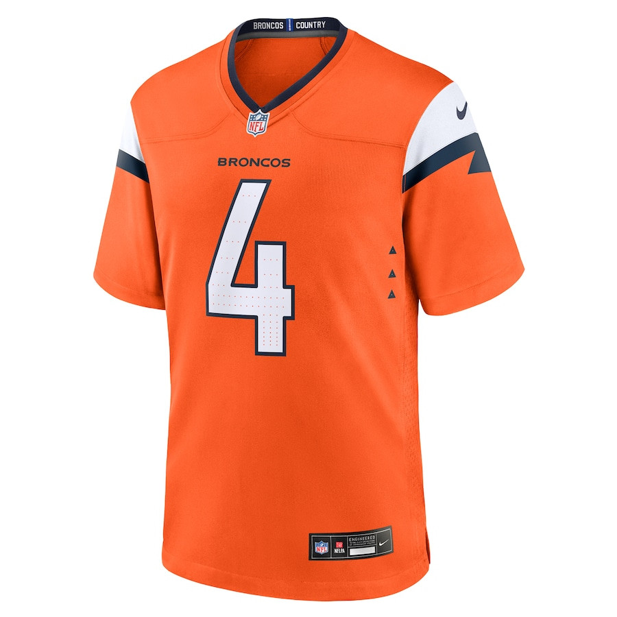Alternative view of Zach Wilson 4 Denver Broncos Team Game Men Jersey - Orange JS2074 nicesnker